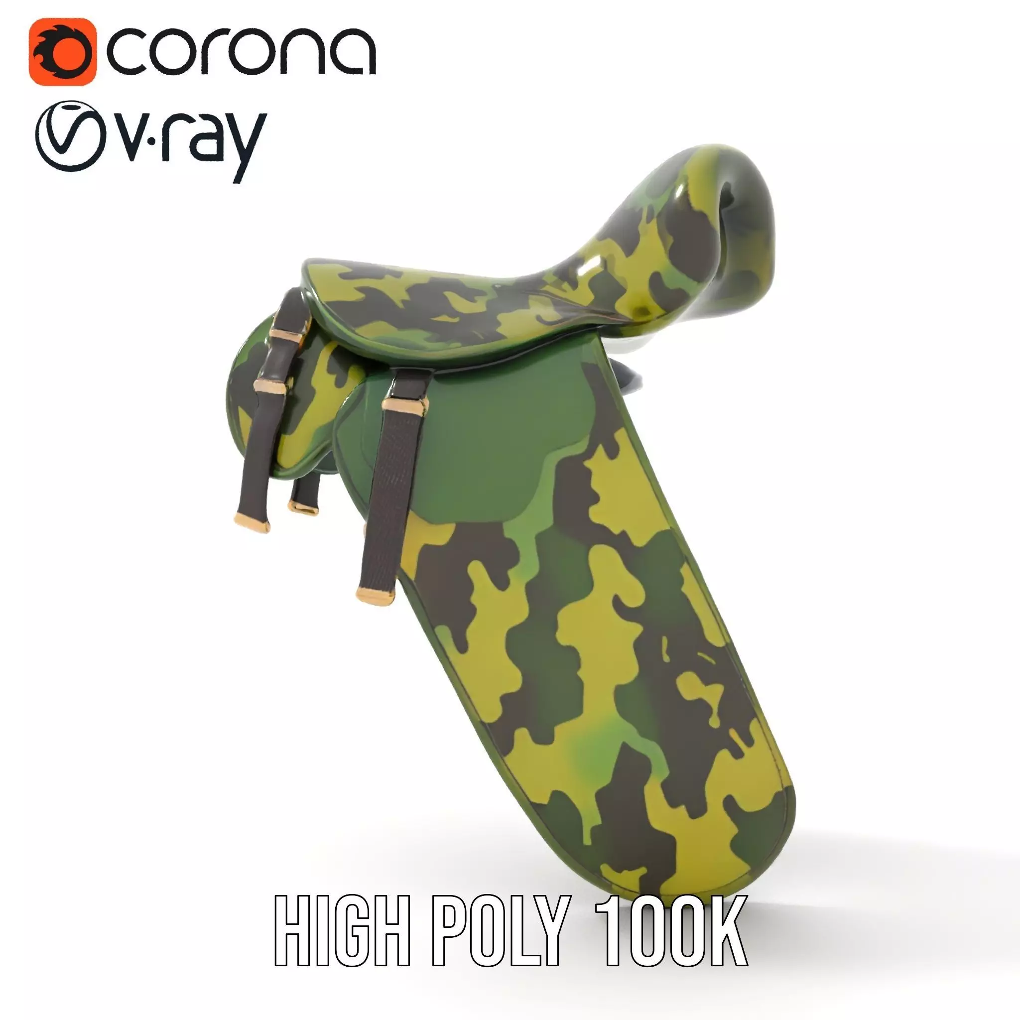 Camouflage Saddle model pack Low-poly 3D model_29