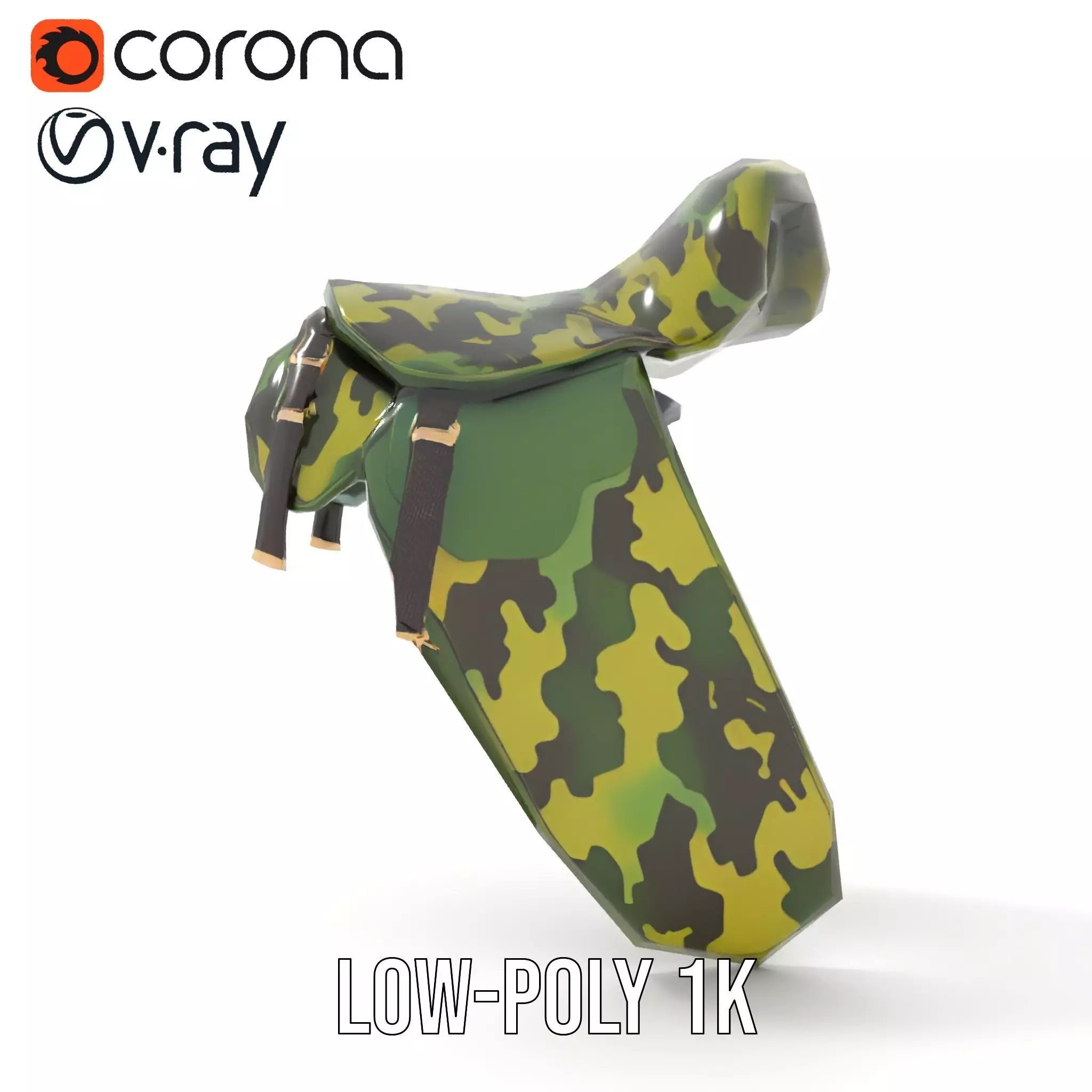 Camouflage Saddle model pack Low-poly 3D model_19
