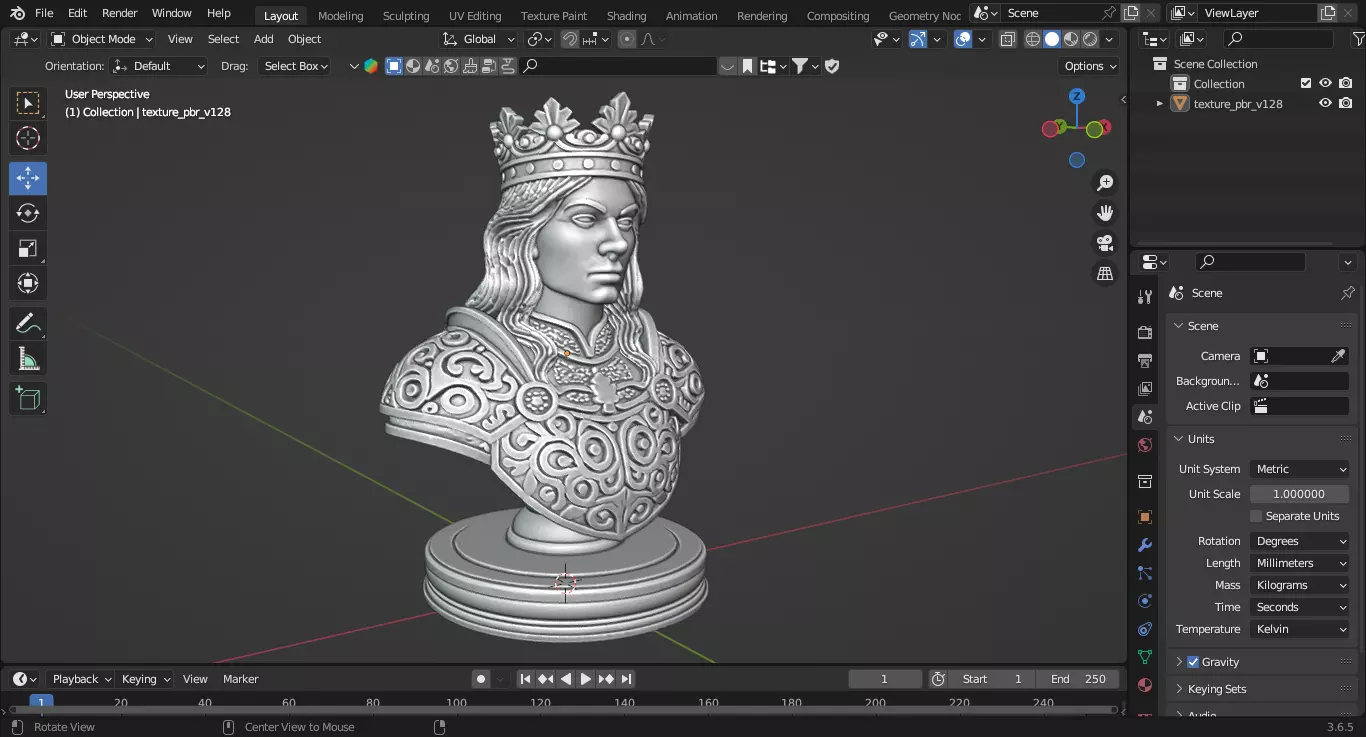 Medieval Queen Chess Piece 3D print model_2