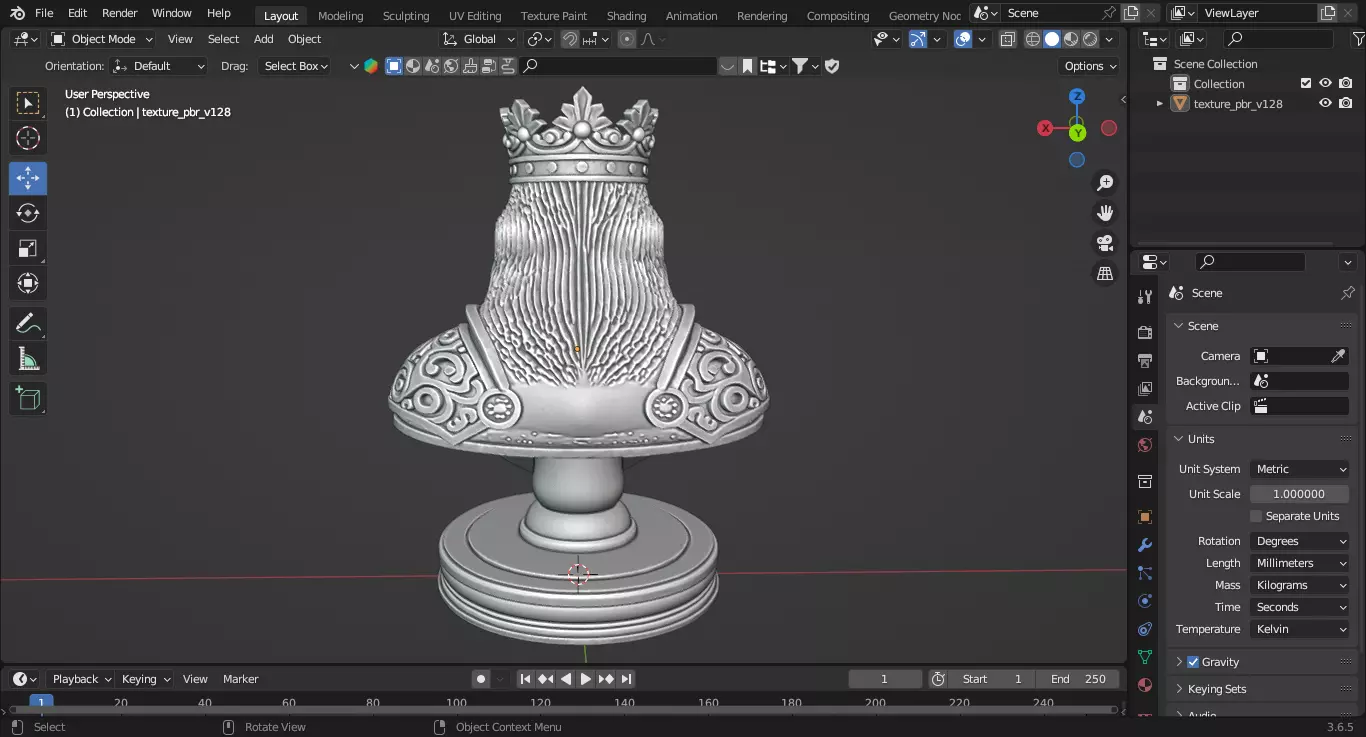 Medieval Queen Chess Piece 3D print model_6