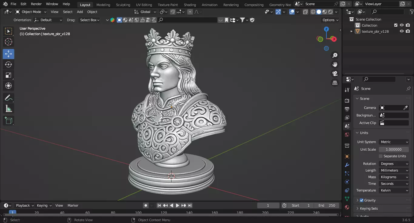 Medieval Queen Chess Piece 3D print model_1
