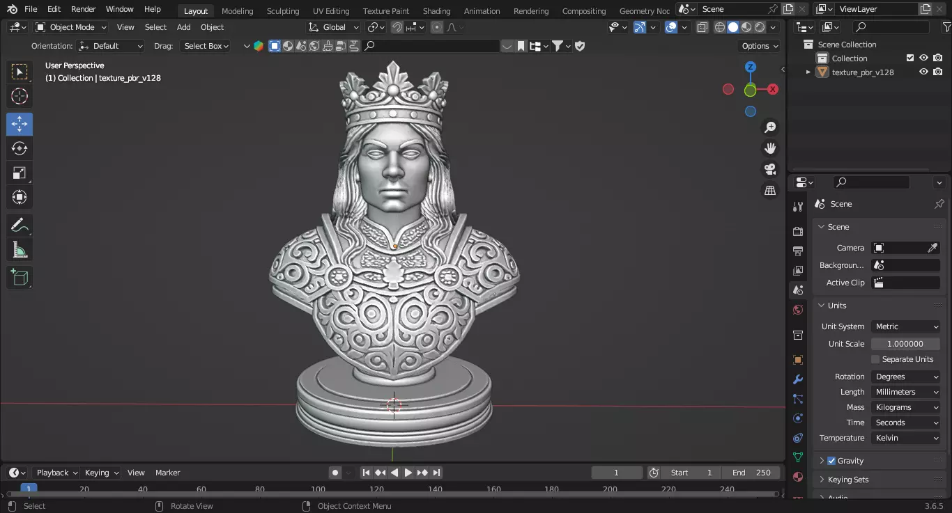Medieval Queen Chess Piece 3D print model_5