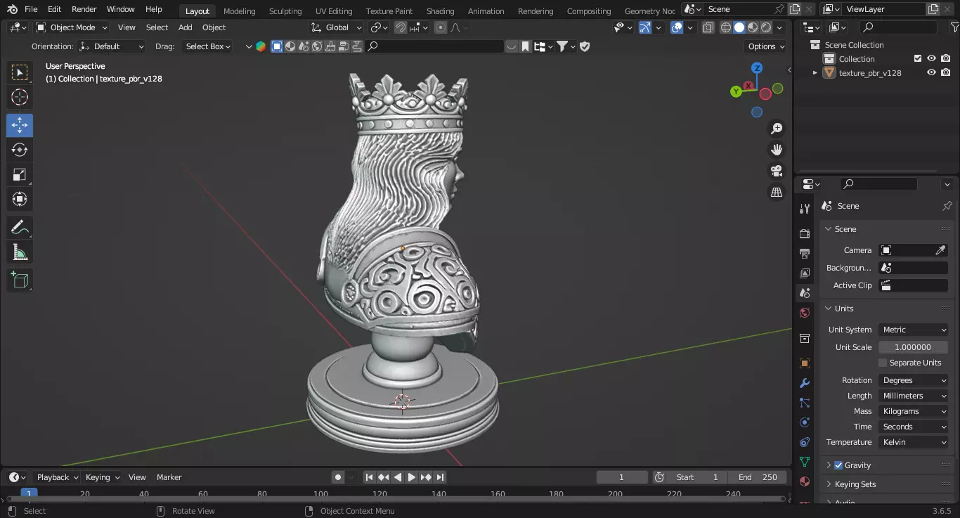 Medieval Queen Chess Piece 3D print model_3