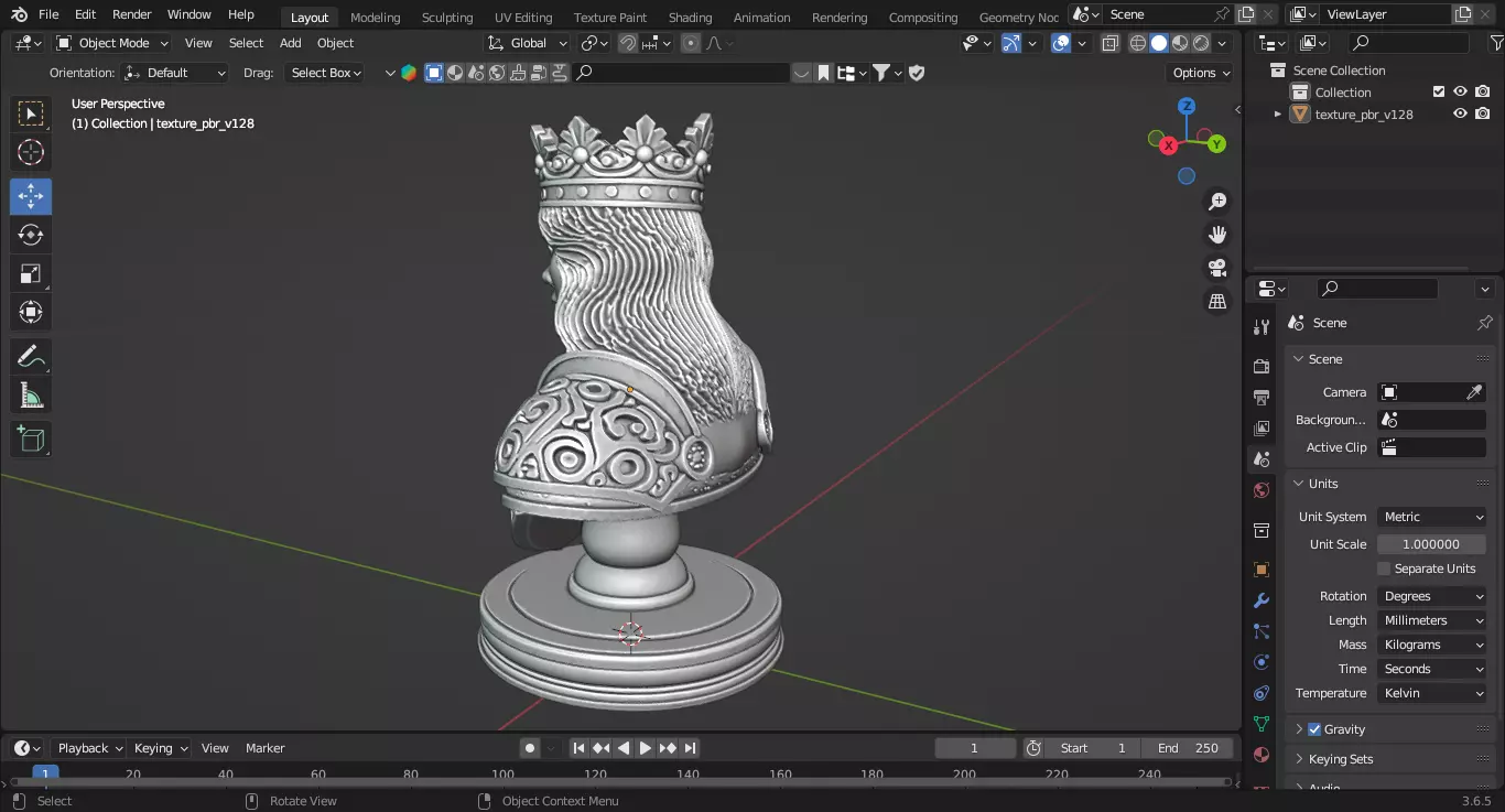 Medieval Queen Chess Piece 3D print model_4