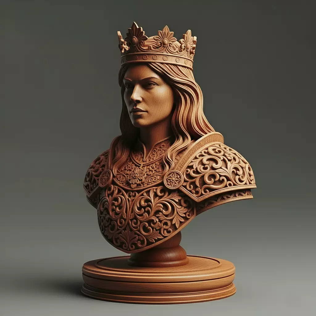 Medieval Queen Chess Piece 3D print model_0