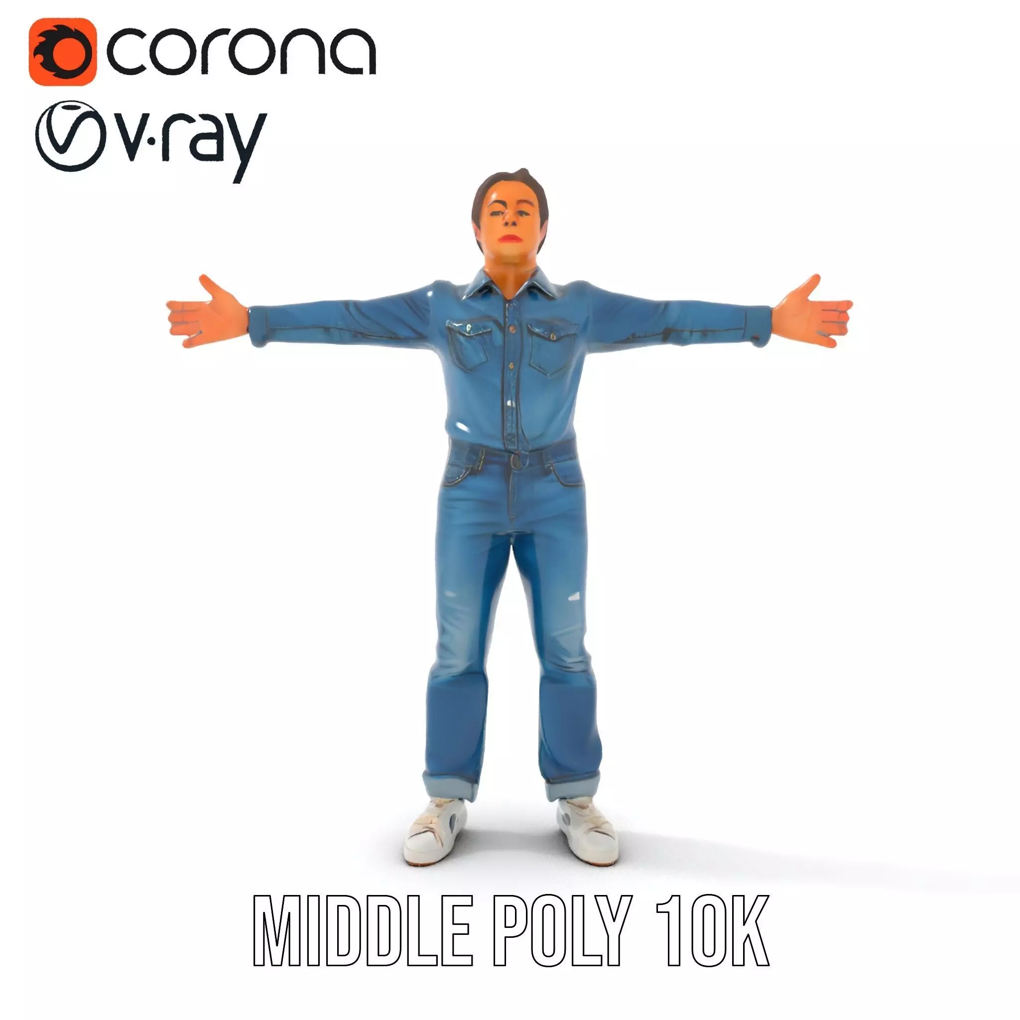 Casual Denim Outfit model pack Low-poly 3D model_5