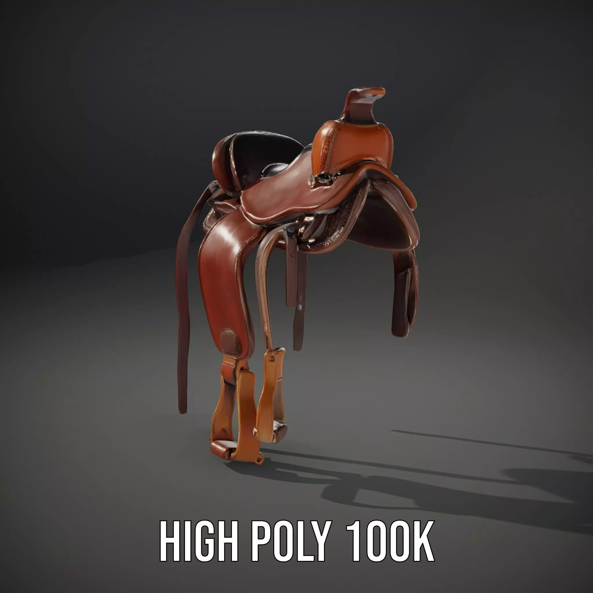 Brown Leather Saddle model pack Low-poly 3D model_8