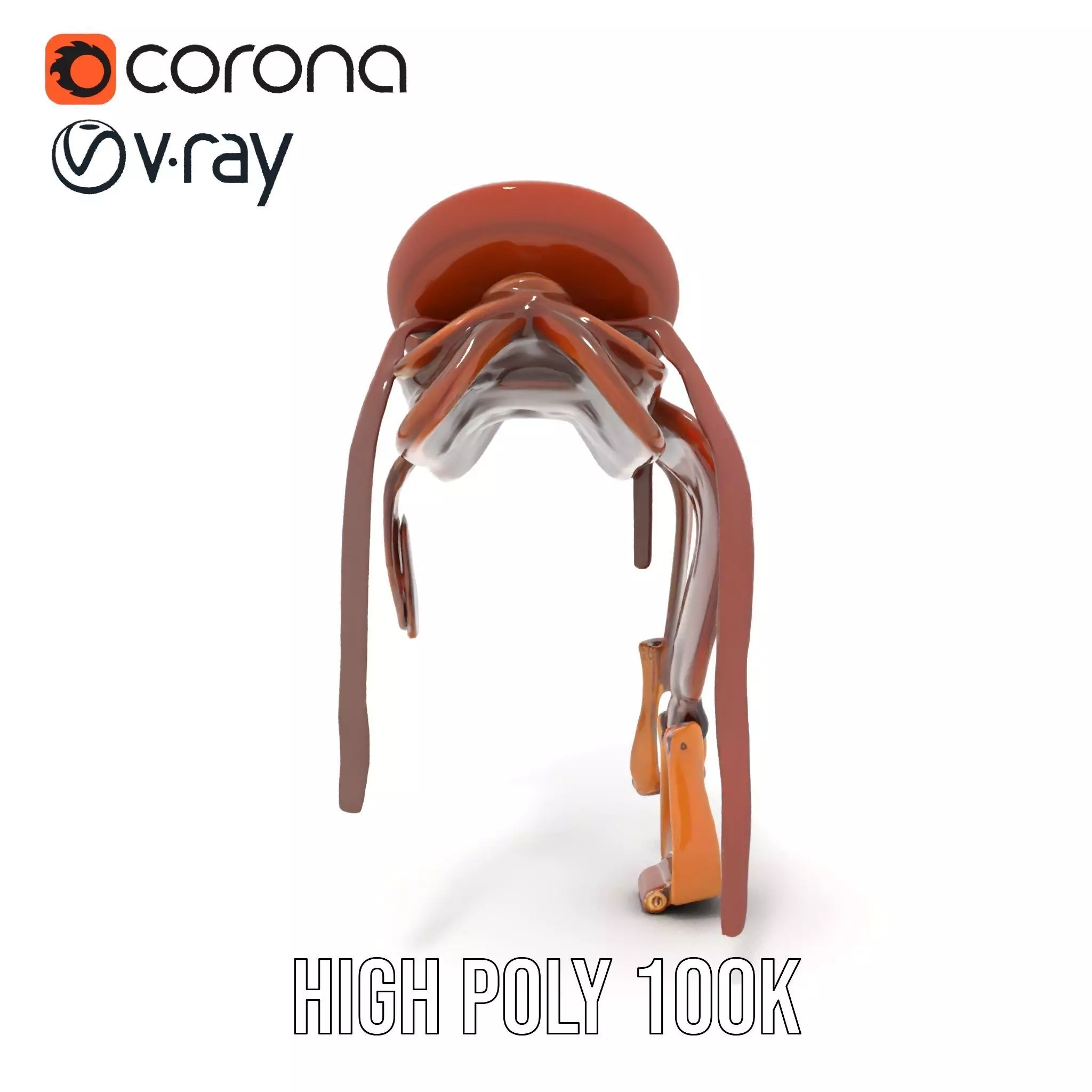 Brown Leather Saddle model pack Low-poly 3D model_32