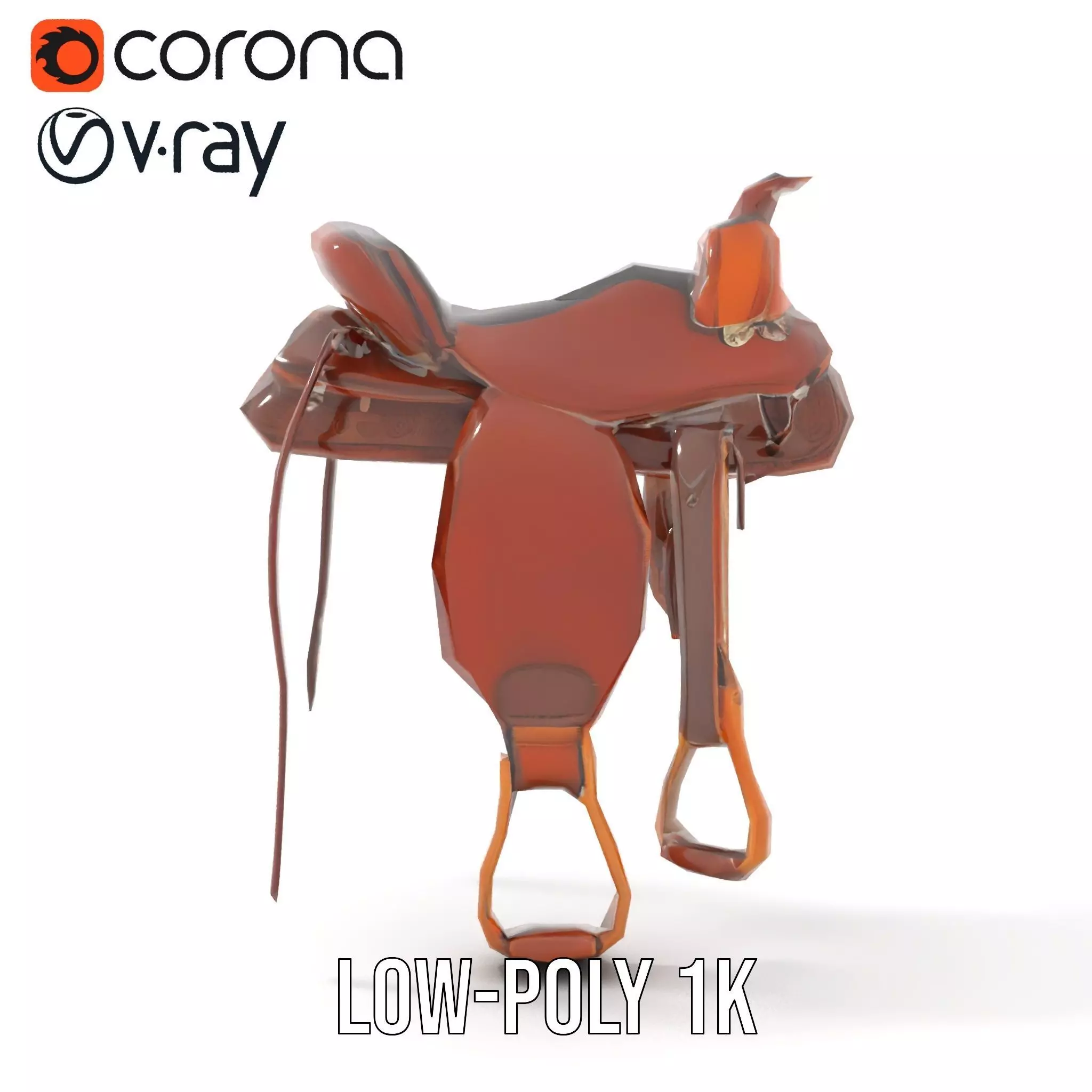 Brown Leather Saddle model pack Low-poly 3D model_7