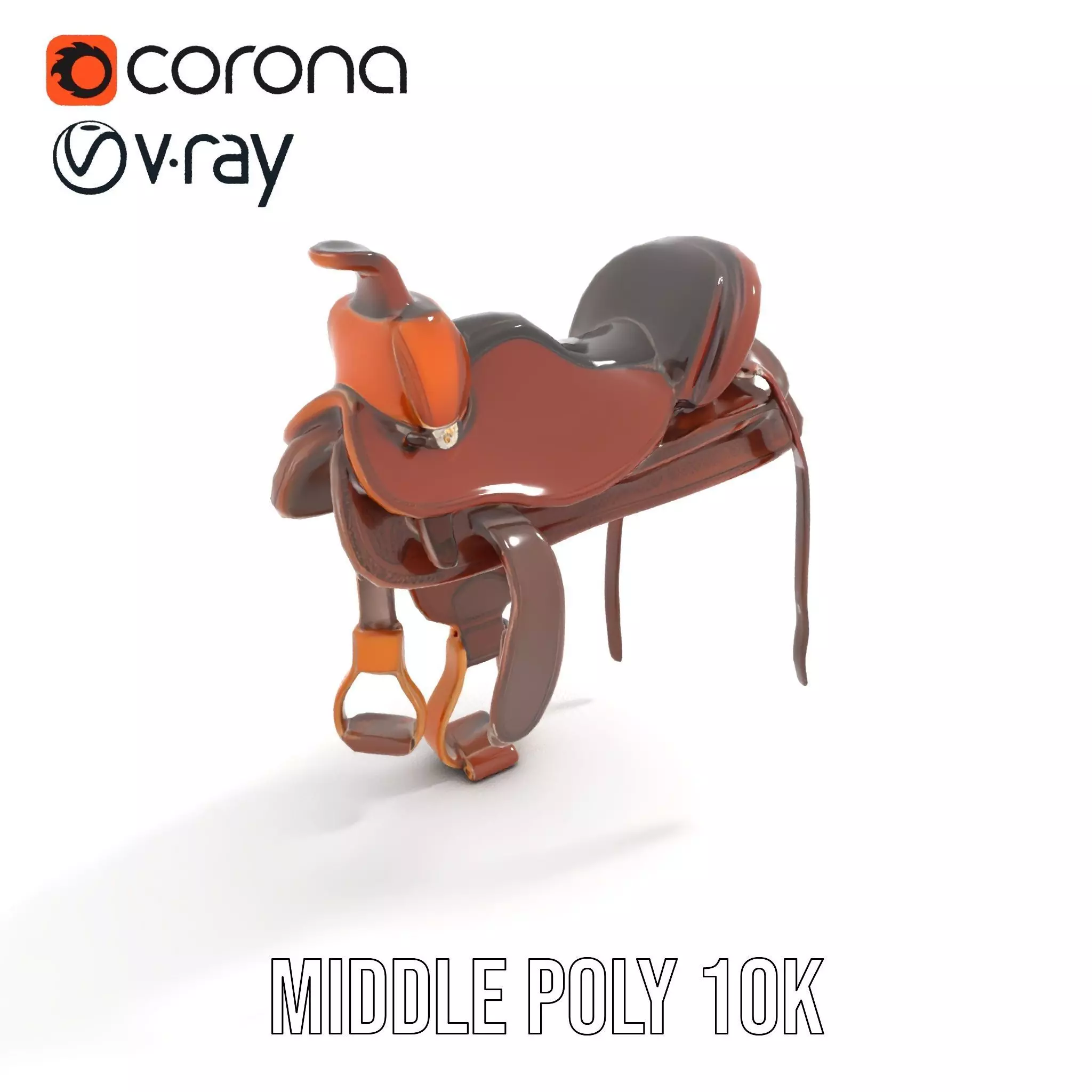 Brown Leather Saddle model pack Low-poly 3D model_15