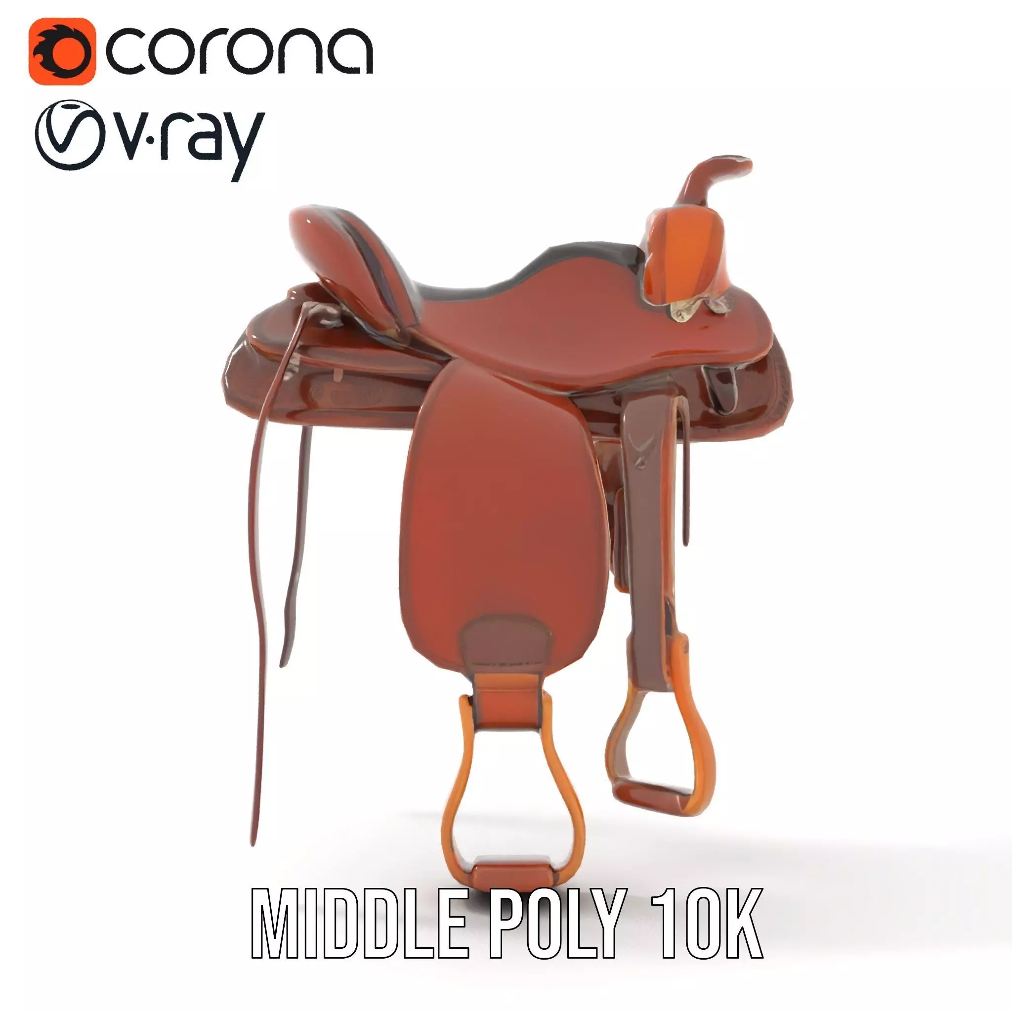 Brown Leather Saddle model pack Low-poly 3D model_11