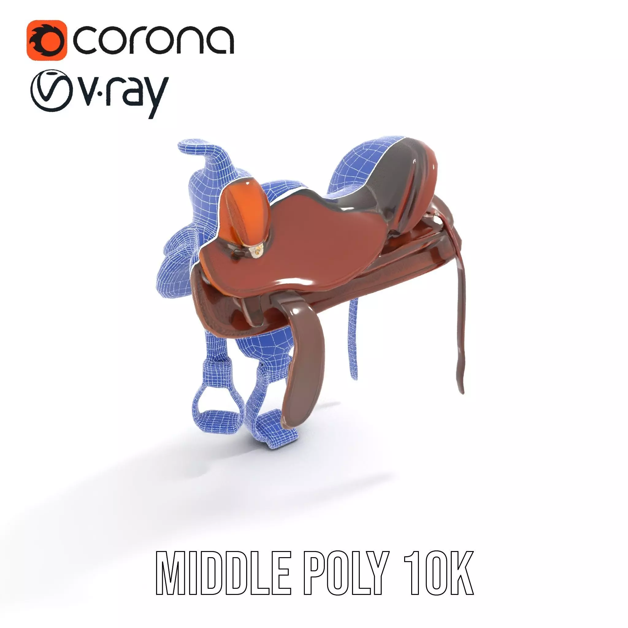 Brown Leather Saddle model pack Low-poly 3D model_30