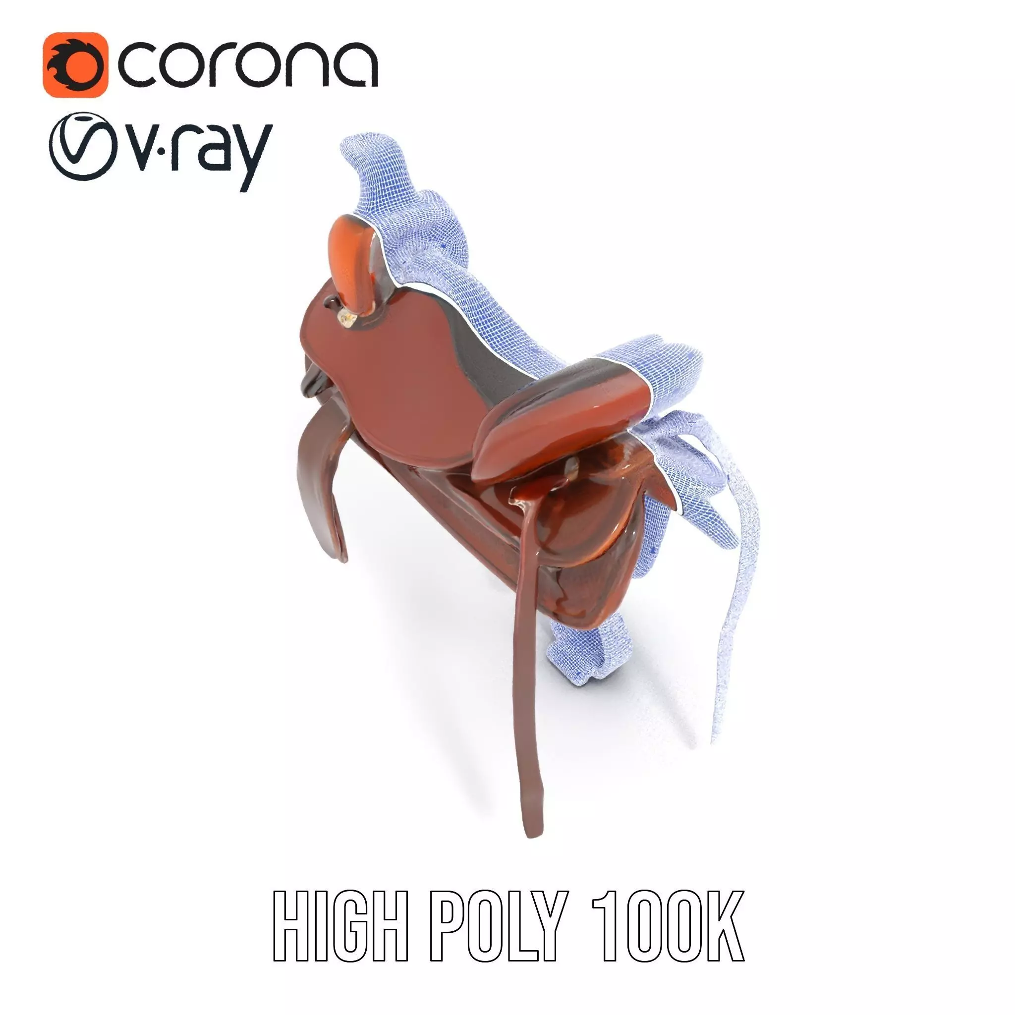 Brown Leather Saddle model pack Low-poly 3D model_20