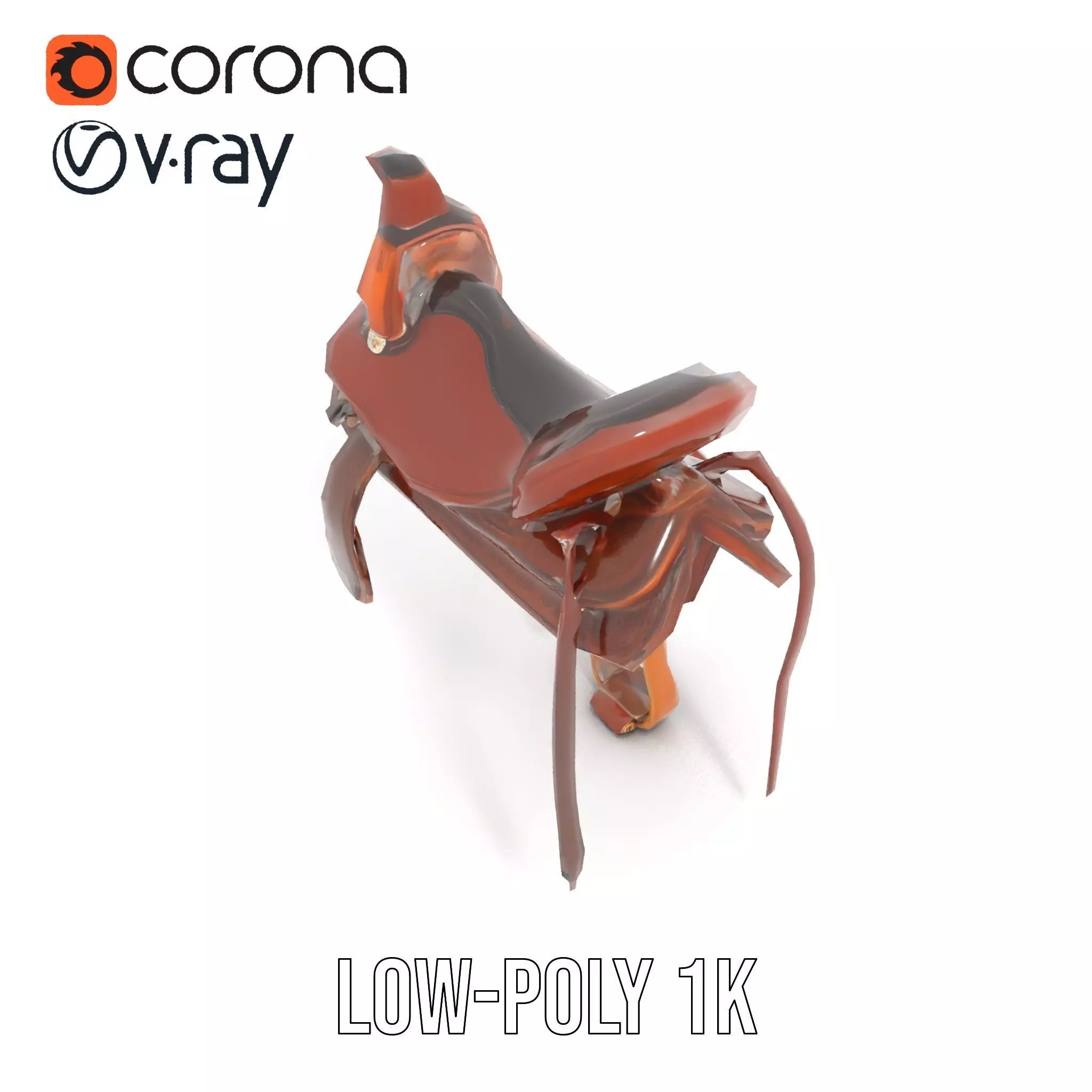 Brown Leather Saddle model pack Low-poly 3D model_22