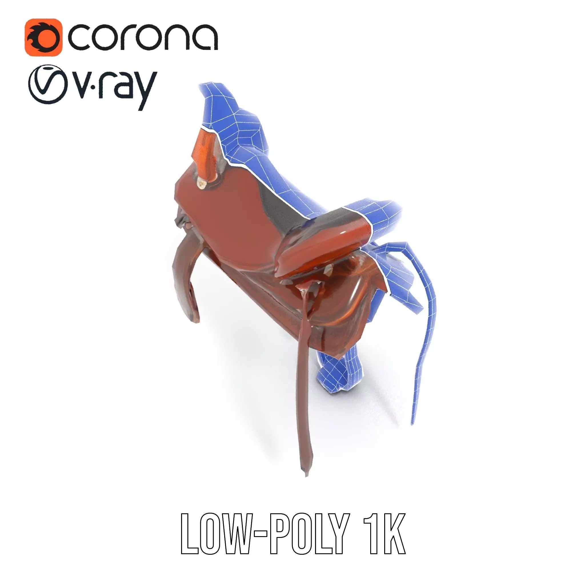 Brown Leather Saddle model pack Low-poly 3D model_16