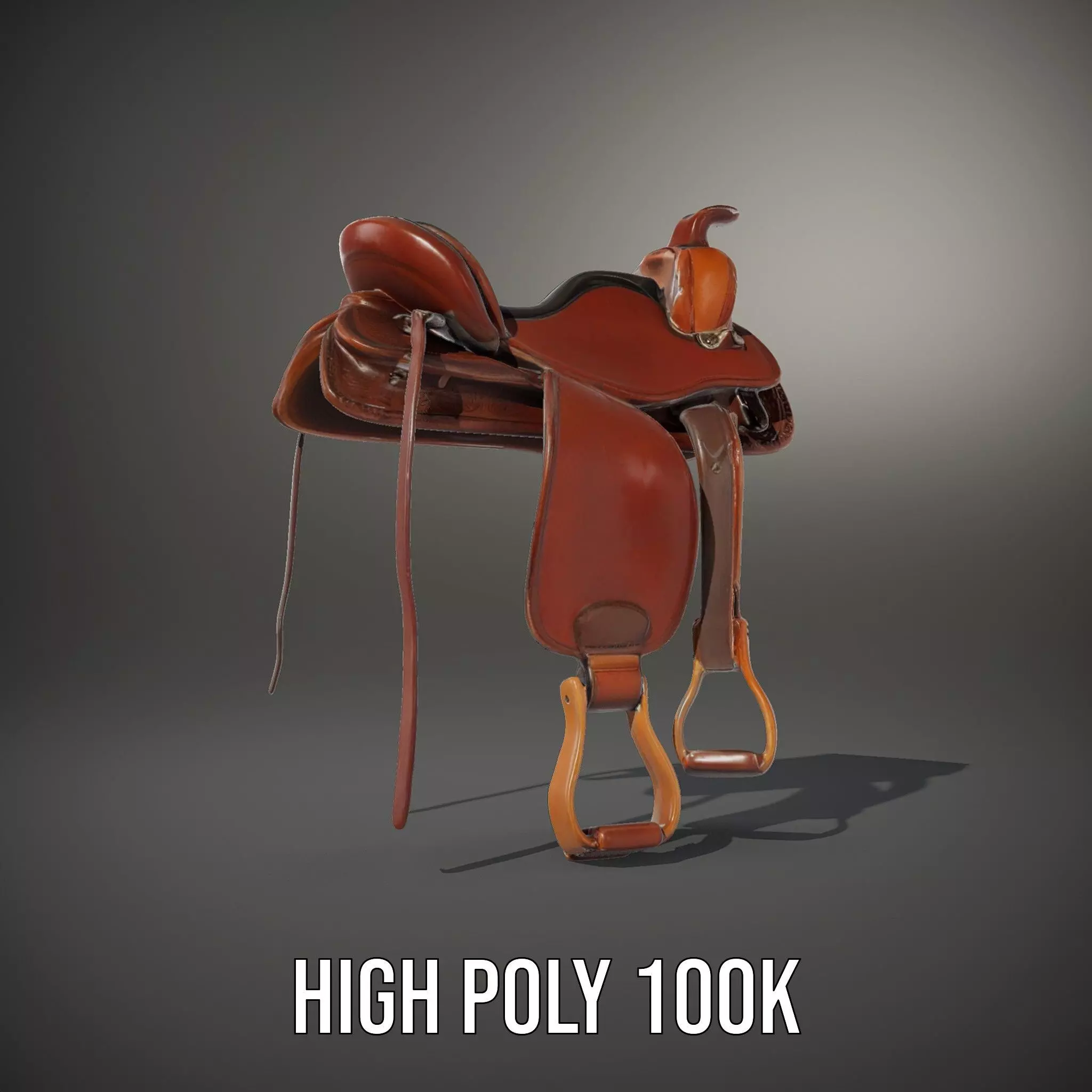 Brown Leather Saddle model pack Low-poly 3D model_10