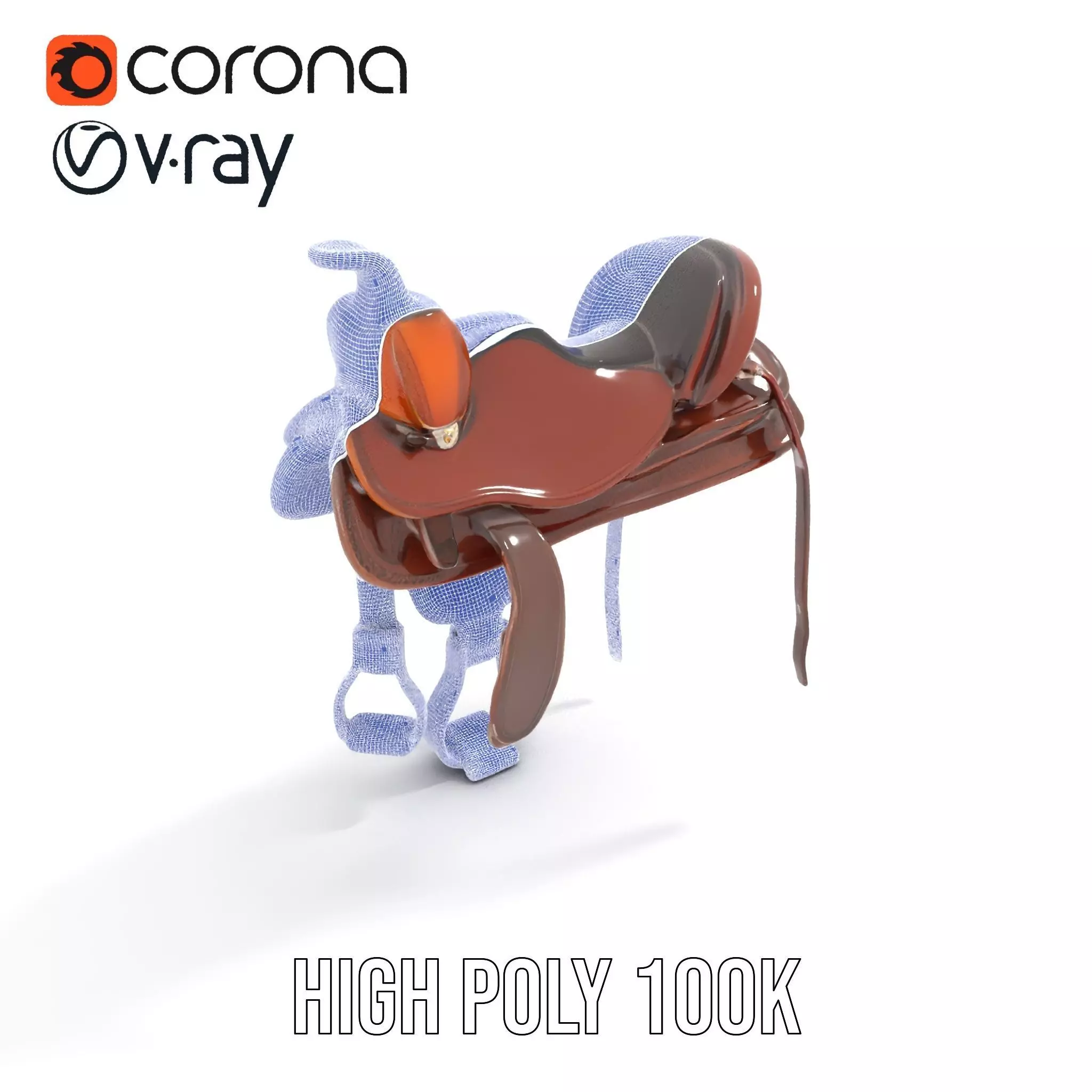 Brown Leather Saddle model pack Low-poly 3D model_17
