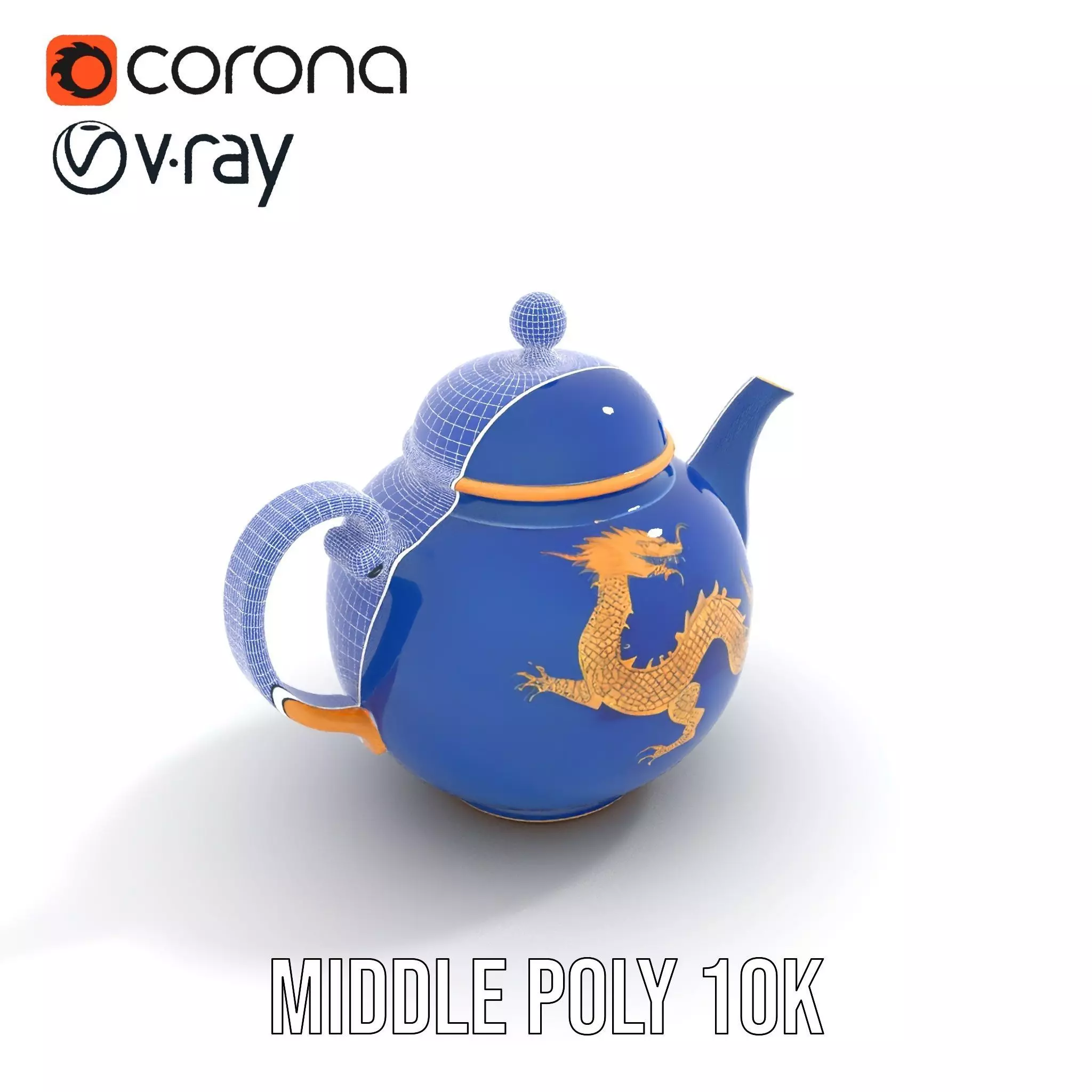 Dragon Porcelain Teapot model pack Low-poly 3D model_27