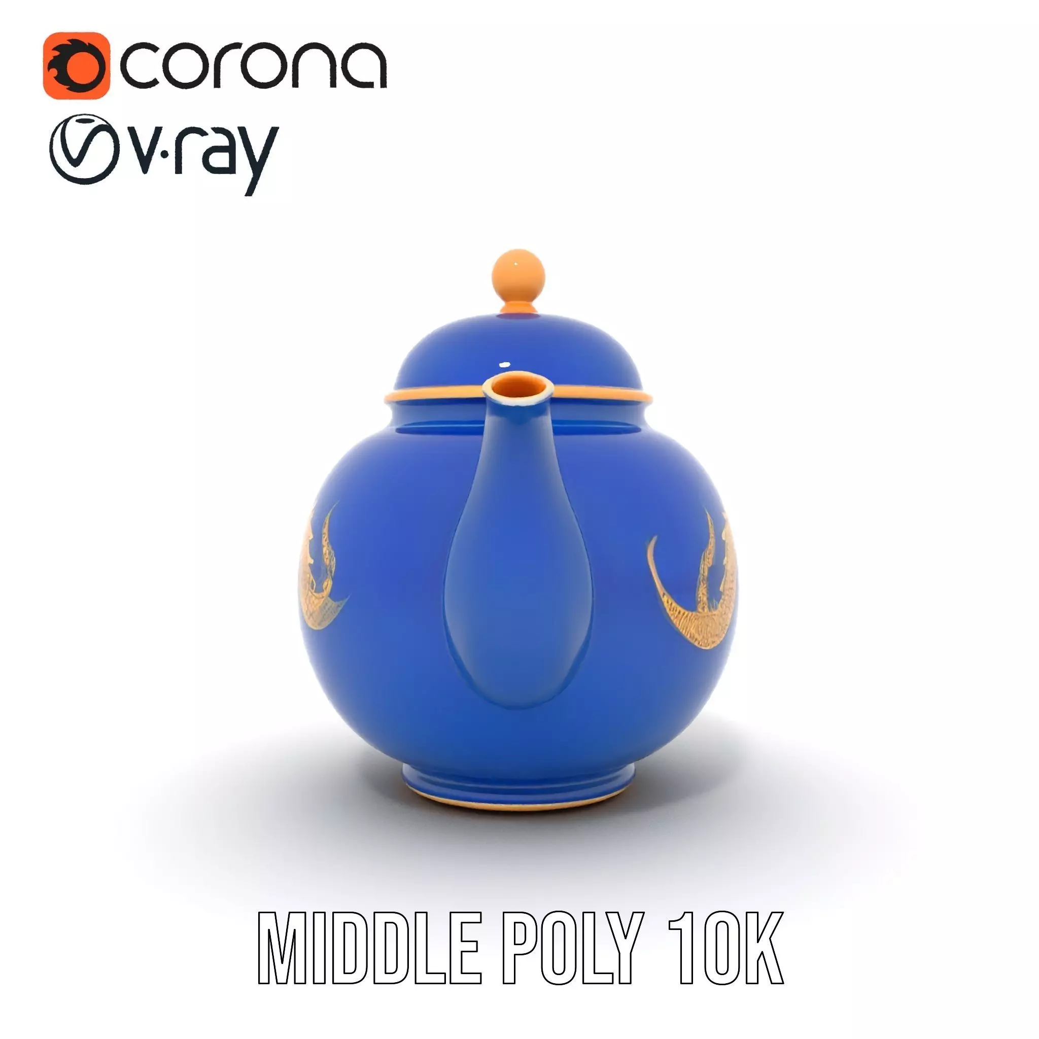 Dragon Porcelain Teapot model pack Low-poly 3D model_10