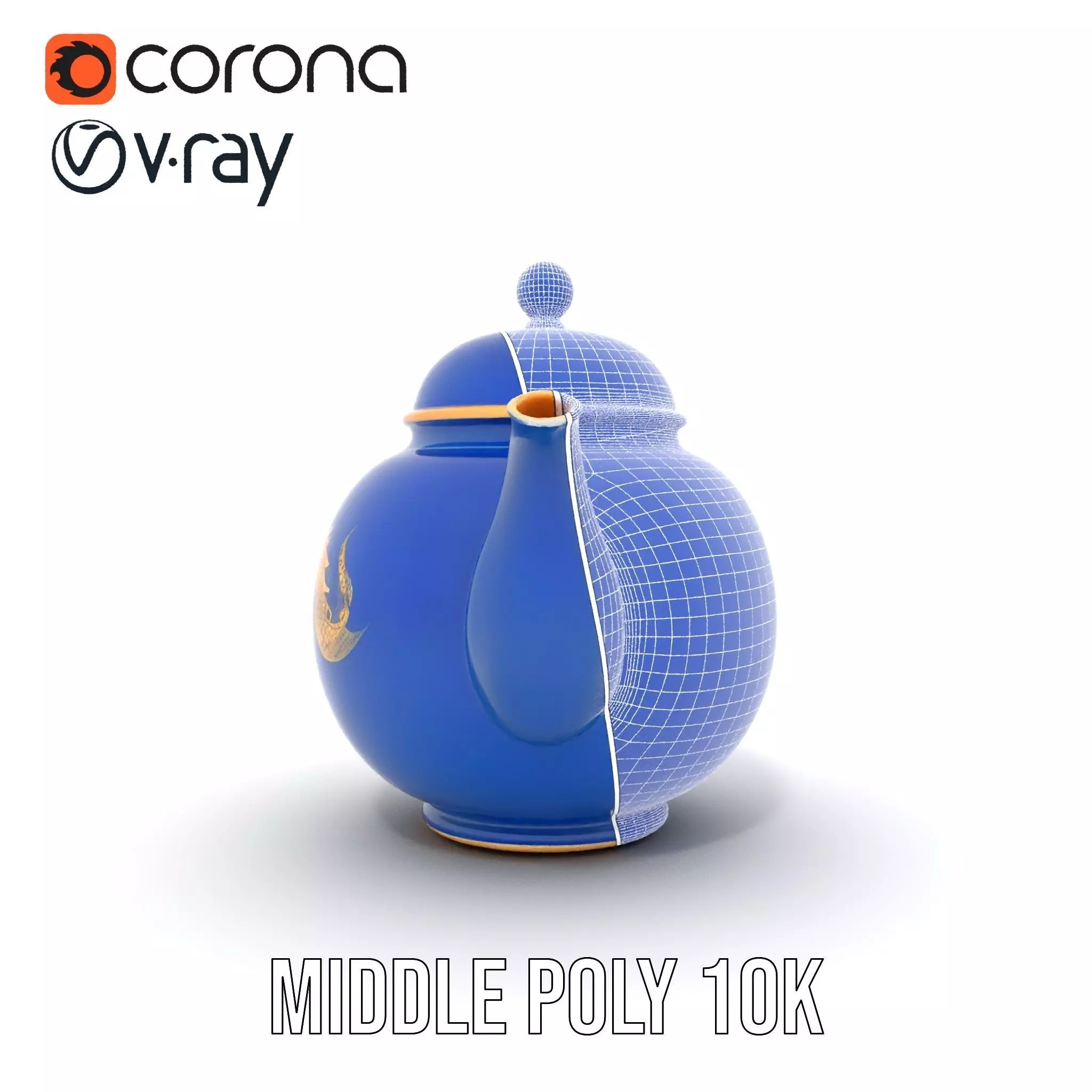 Dragon Porcelain Teapot model pack Low-poly 3D model_30