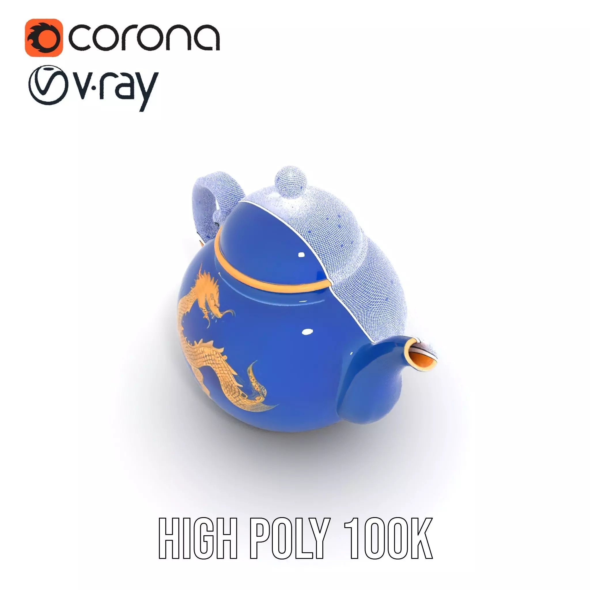 Dragon Porcelain Teapot model pack Low-poly 3D model_29