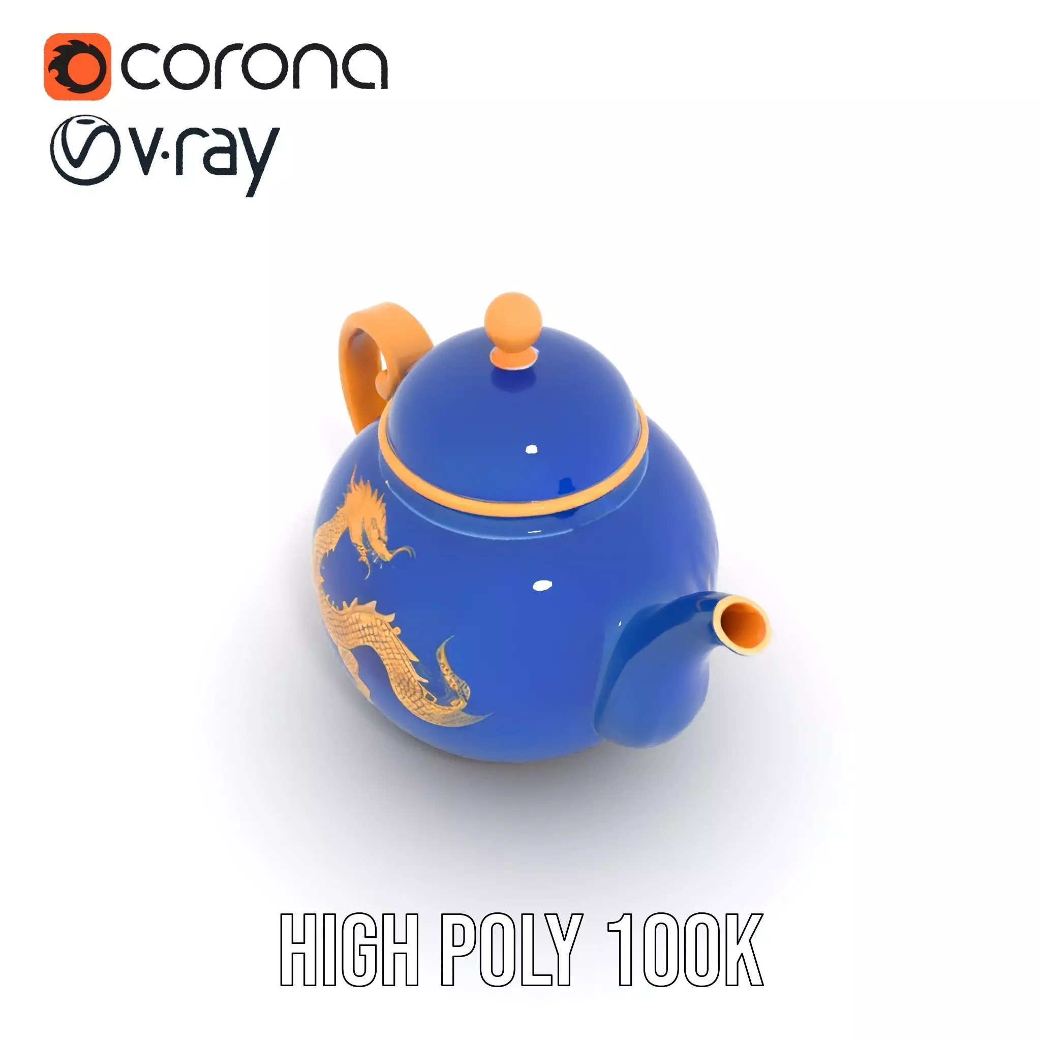 Dragon Porcelain Teapot model pack Low-poly 3D model_21