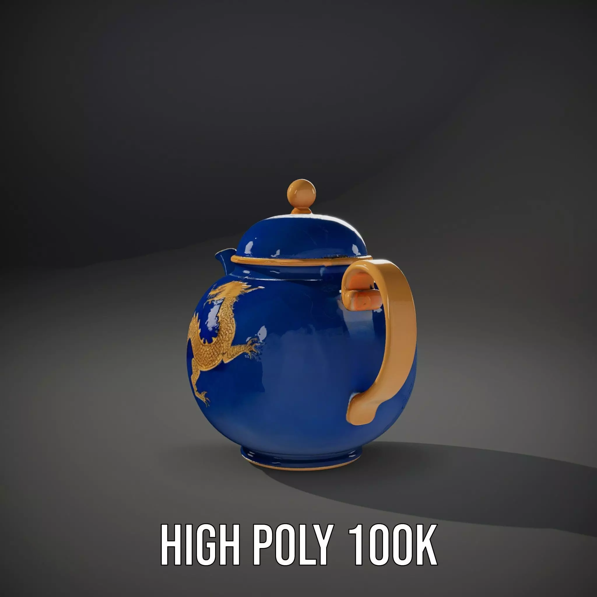 Dragon Porcelain Teapot model pack Low-poly 3D model_9