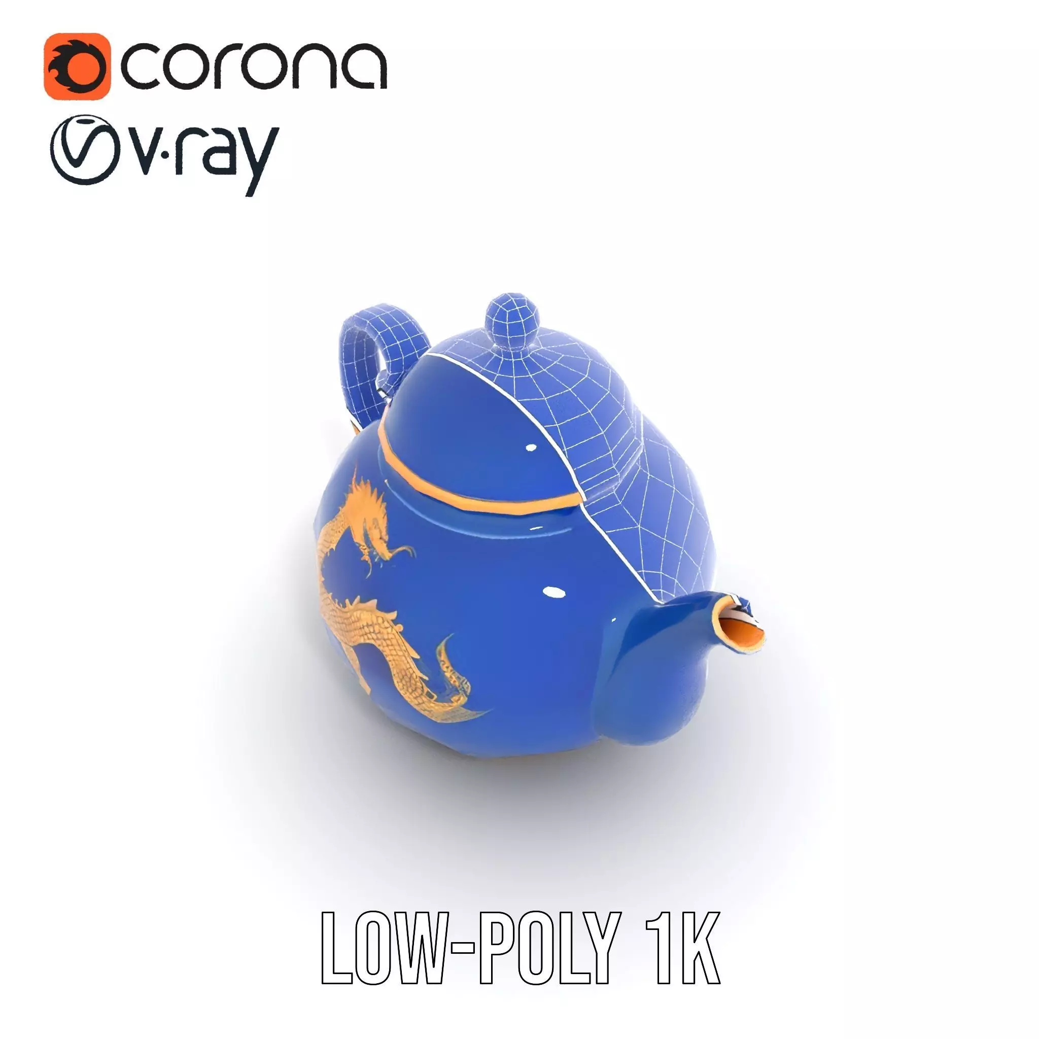 Dragon Porcelain Teapot model pack Low-poly 3D model_26