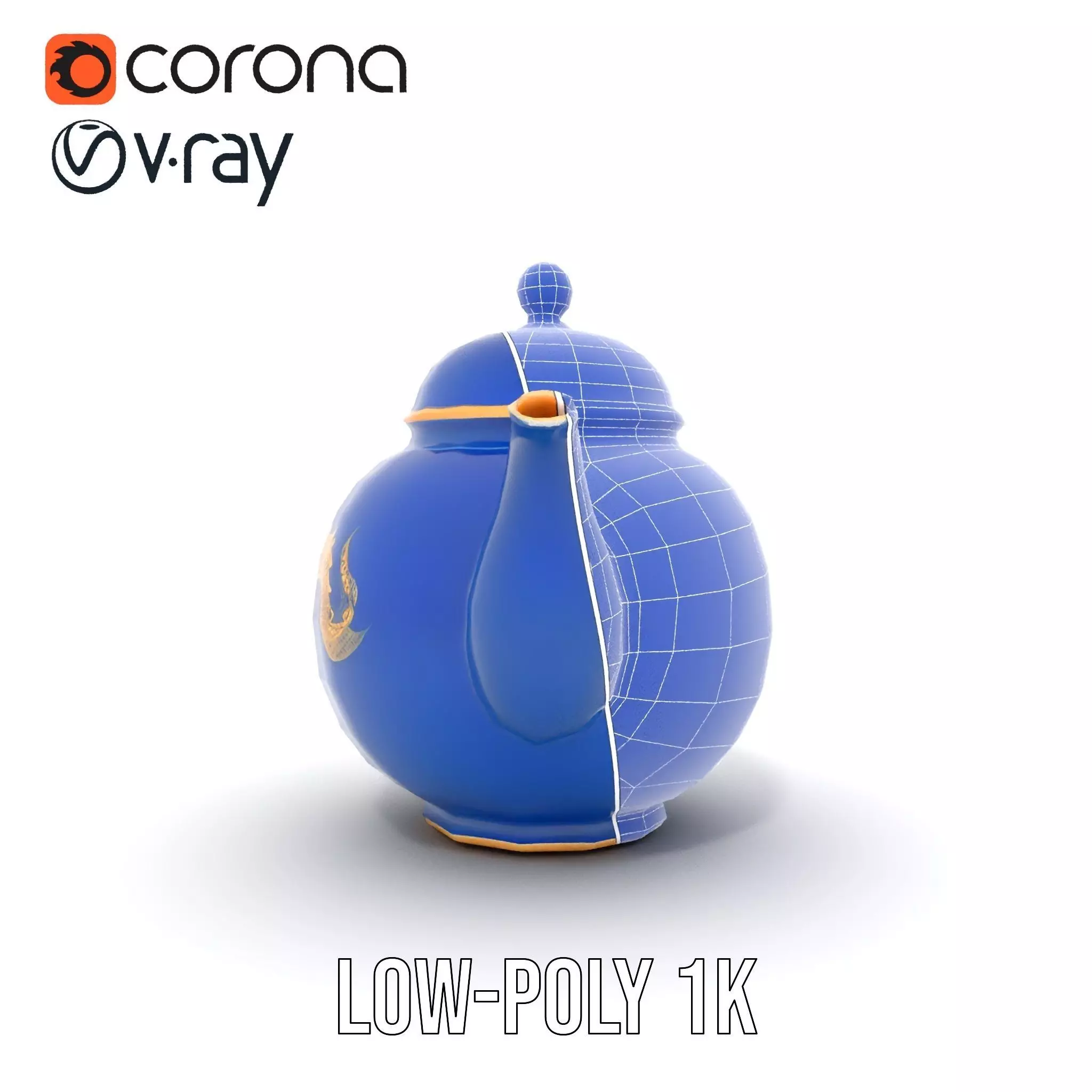 Dragon Porcelain Teapot model pack Low-poly 3D model_23