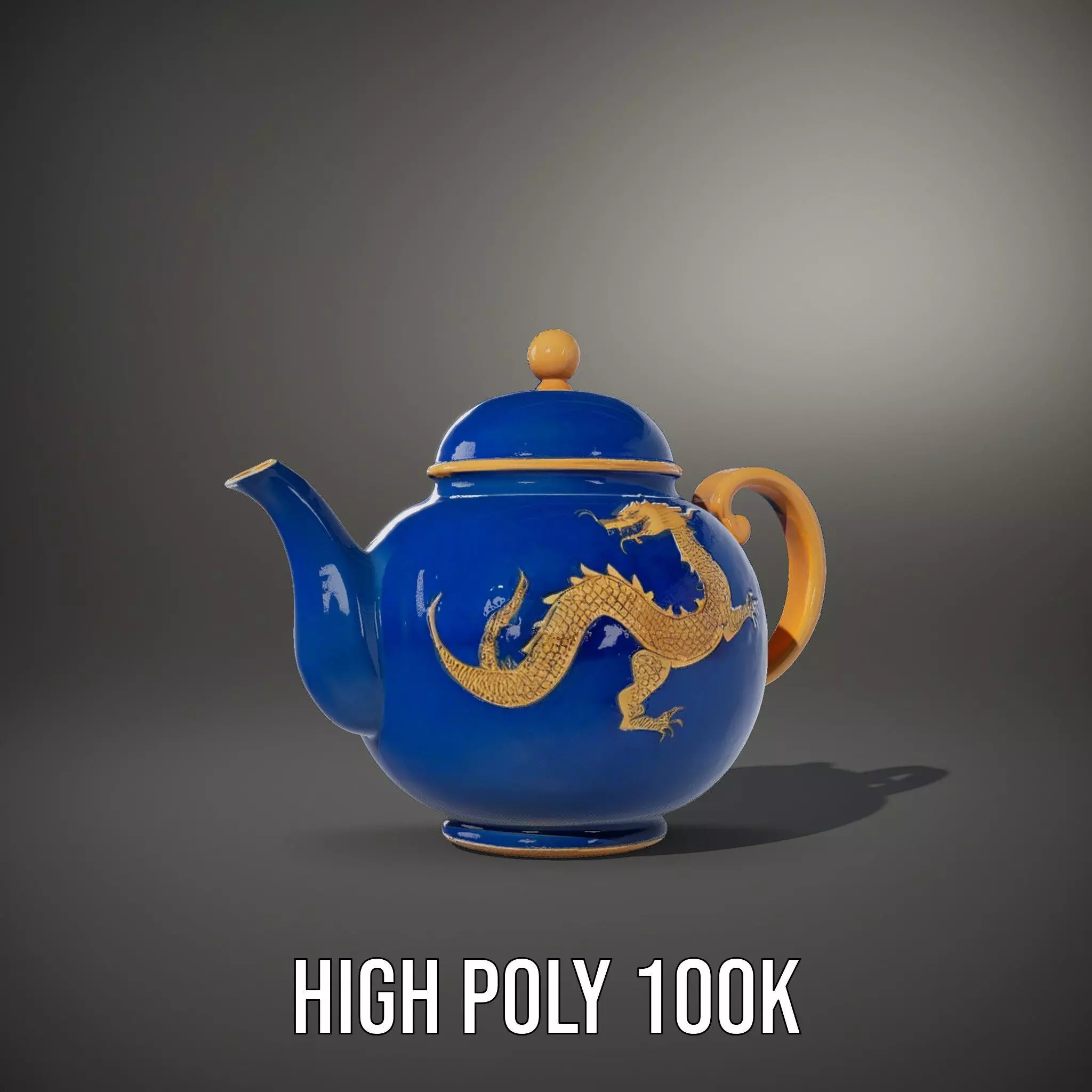 Dragon Porcelain Teapot model pack Low-poly 3D model_12