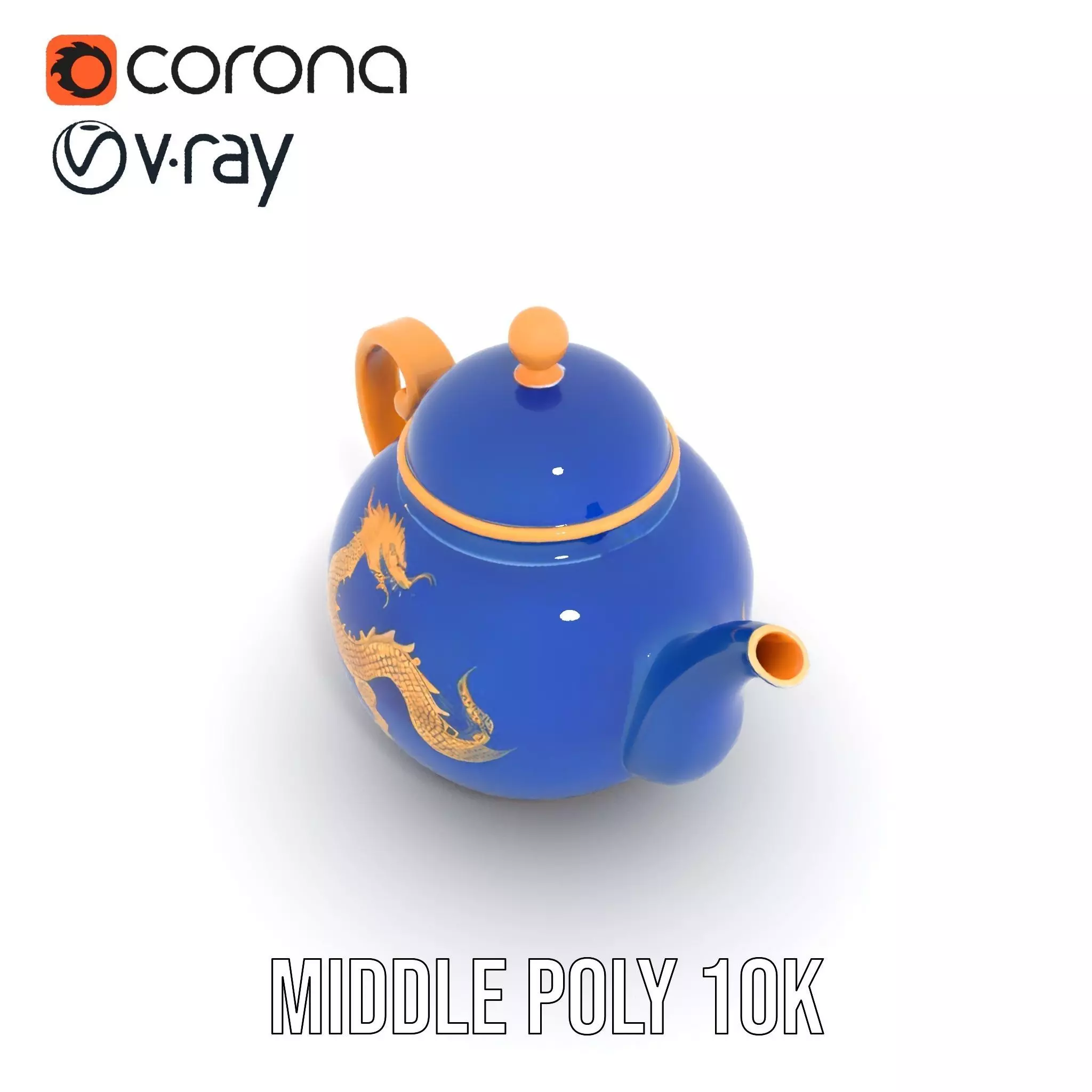 Dragon Porcelain Teapot model pack Low-poly 3D model_5