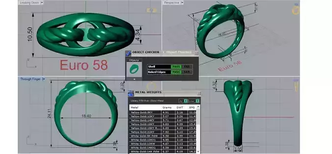 Yellow Gold Chain stl 3dm Ring gr0141