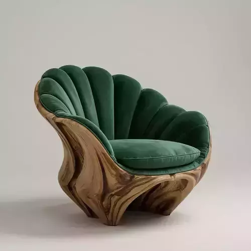 Organic ShellInspired Lounge Chair  Modern Wooden Armchair