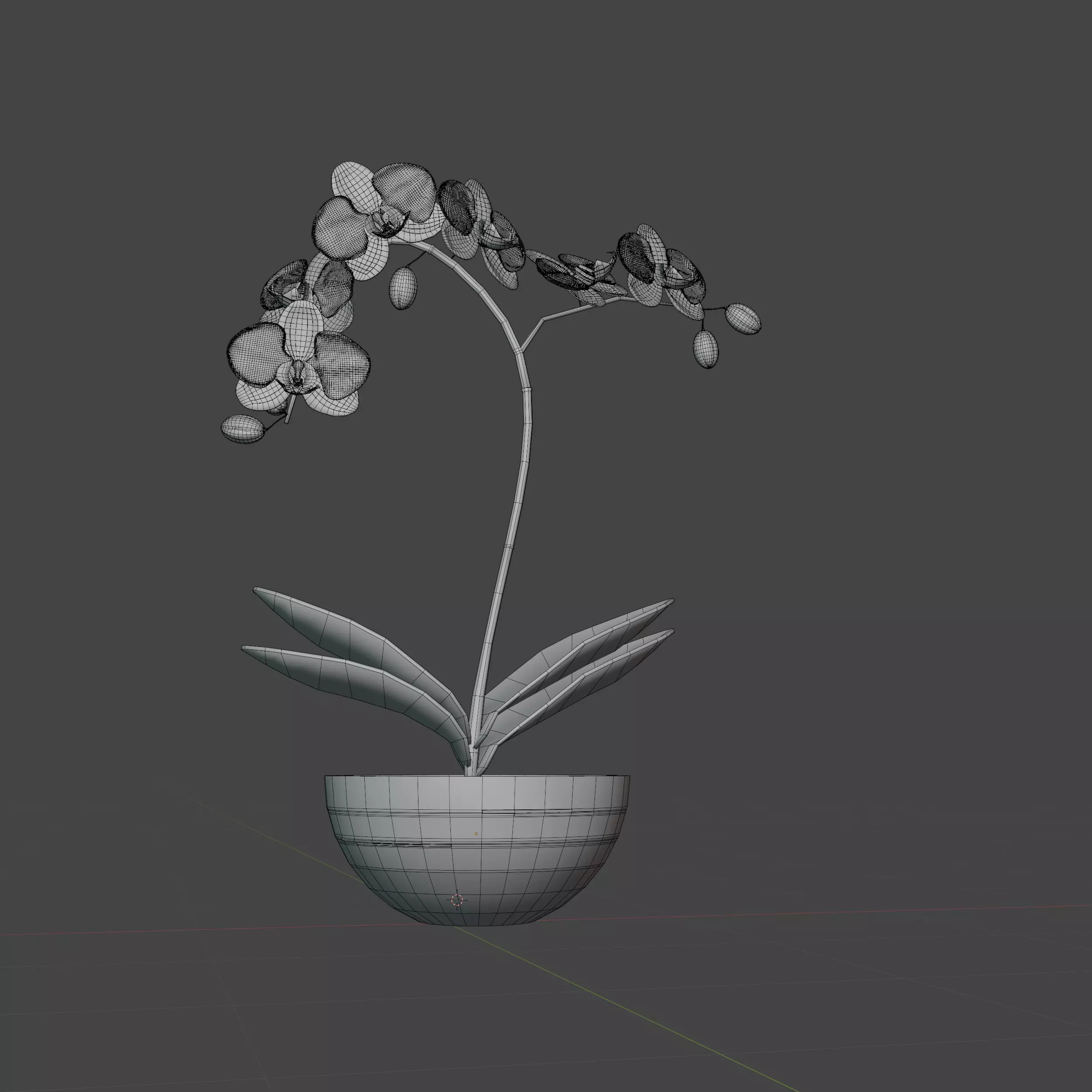 Orchid in Pot 3D Model 3D model_2