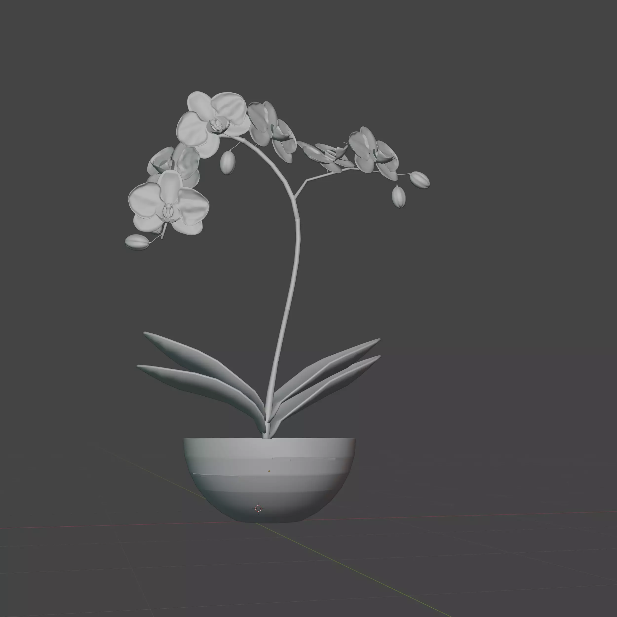 Orchid in Pot 3D Model 3D model_3