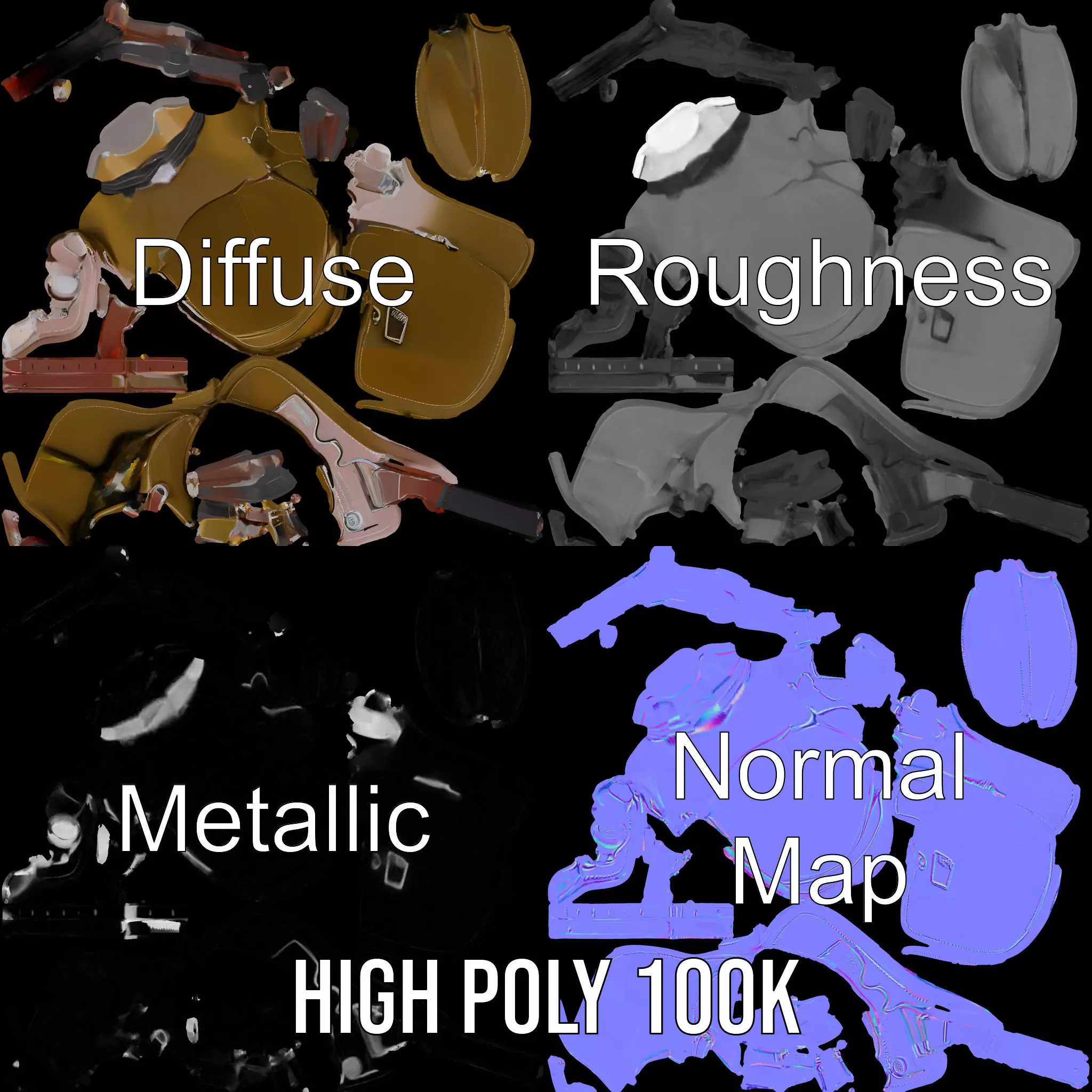 Olive Equestrian Saddle model pack Low-poly 3D model_3