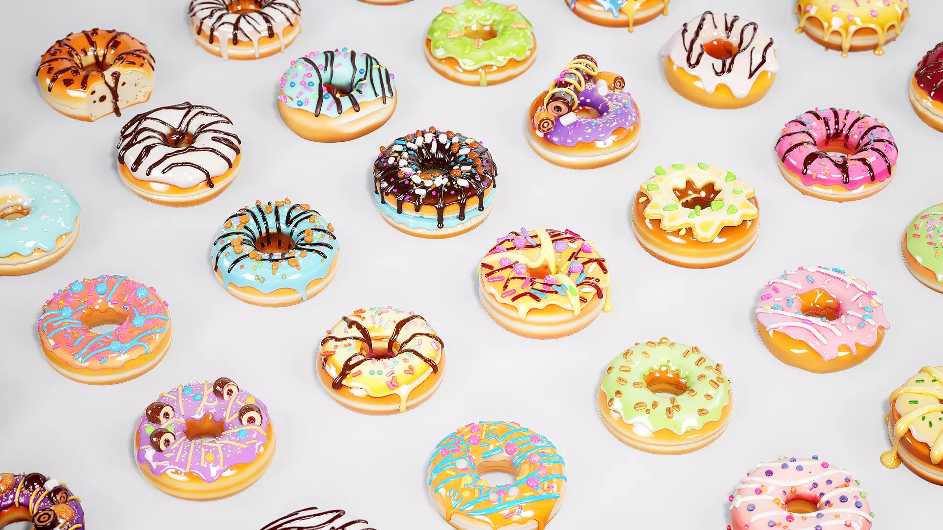 Donut Bread Cake Chocolate 3D model_2