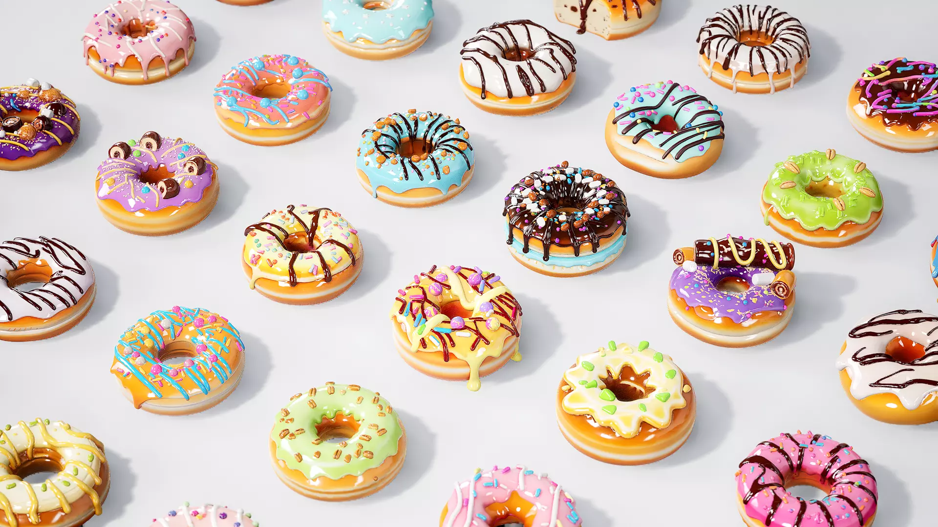 Donut Bread Cake Chocolate 3D model_3