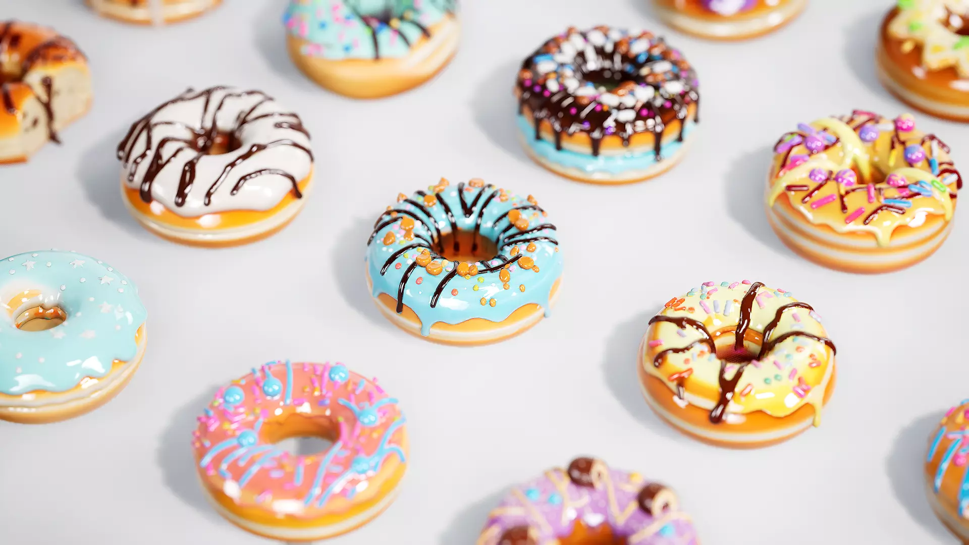 Donut Bread Cake Chocolate 3D model_4