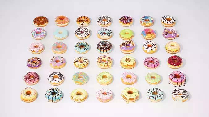 Donut Bread Cake Chocolate 3D model