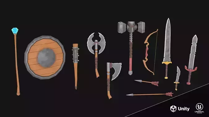 Stylized Medieval Weapons and Shields Bundle Pack