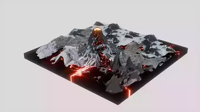 volcano with mountains