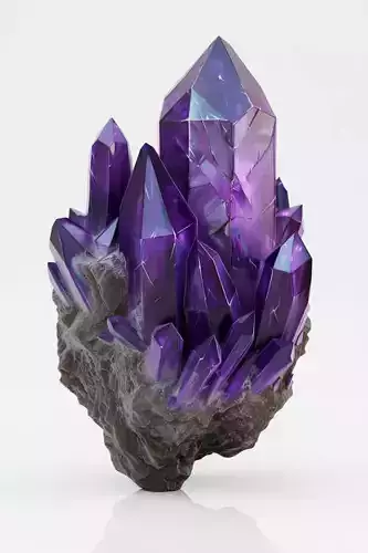 Amethyst Crystal Cluster Purple Geode Rock Base 3D
