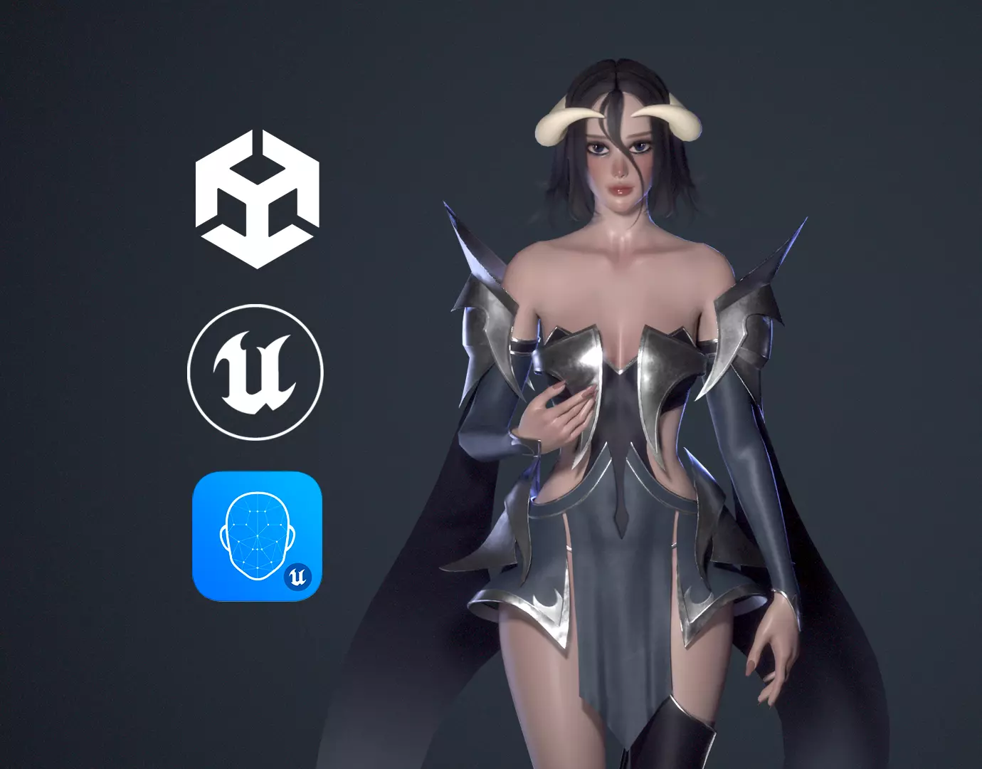 Succubus Veyluna - Demon Sorceress - Game Ready Low-poly 3D model_0