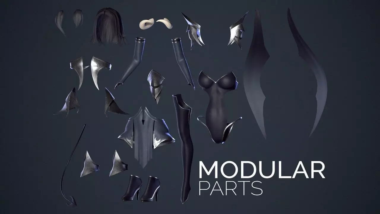 Succubus Veyluna - Demon Sorceress - Game Ready Low-poly 3D model_7