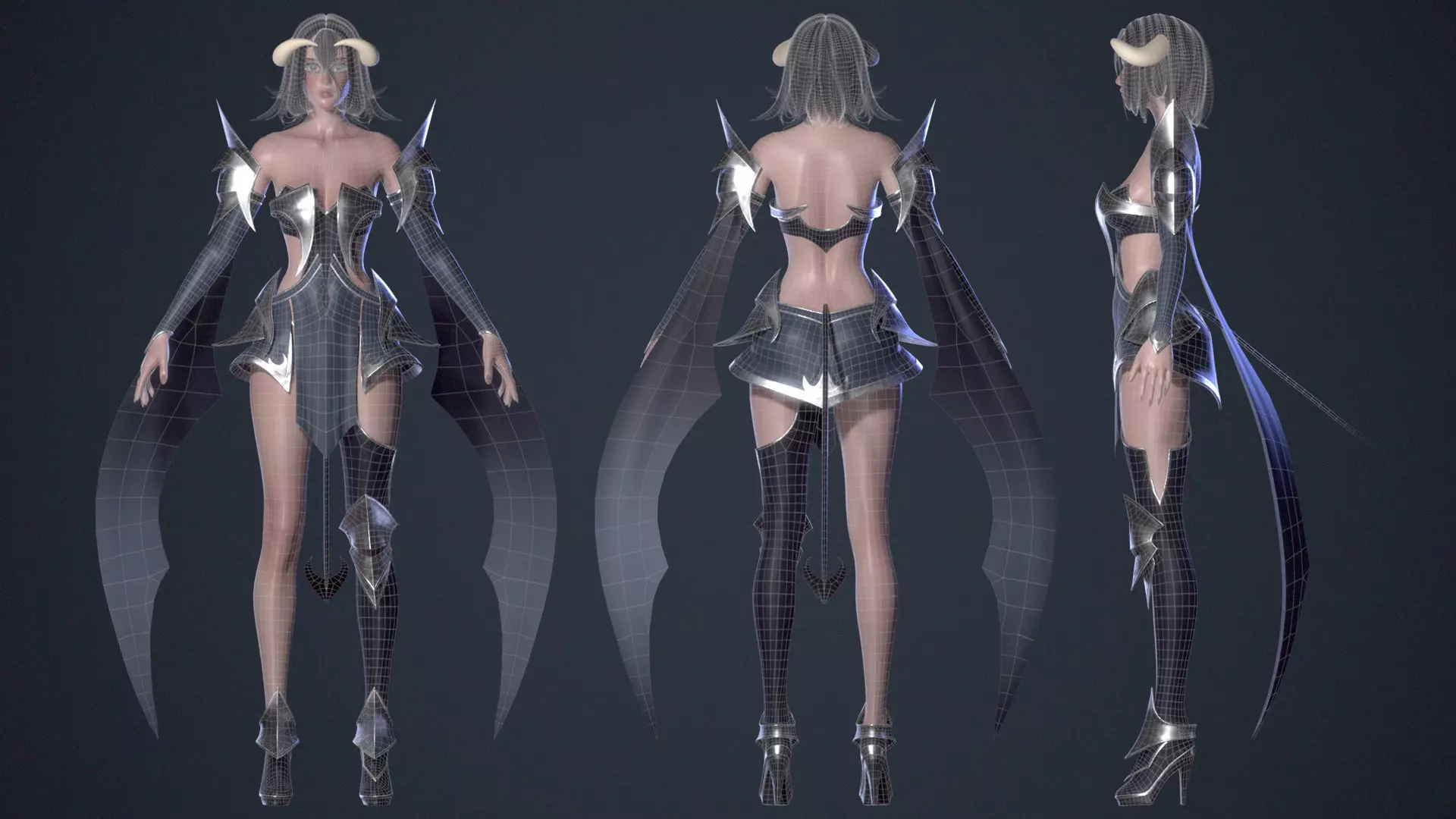 Succubus Veyluna - Demon Sorceress - Game Ready Low-poly 3D model_15