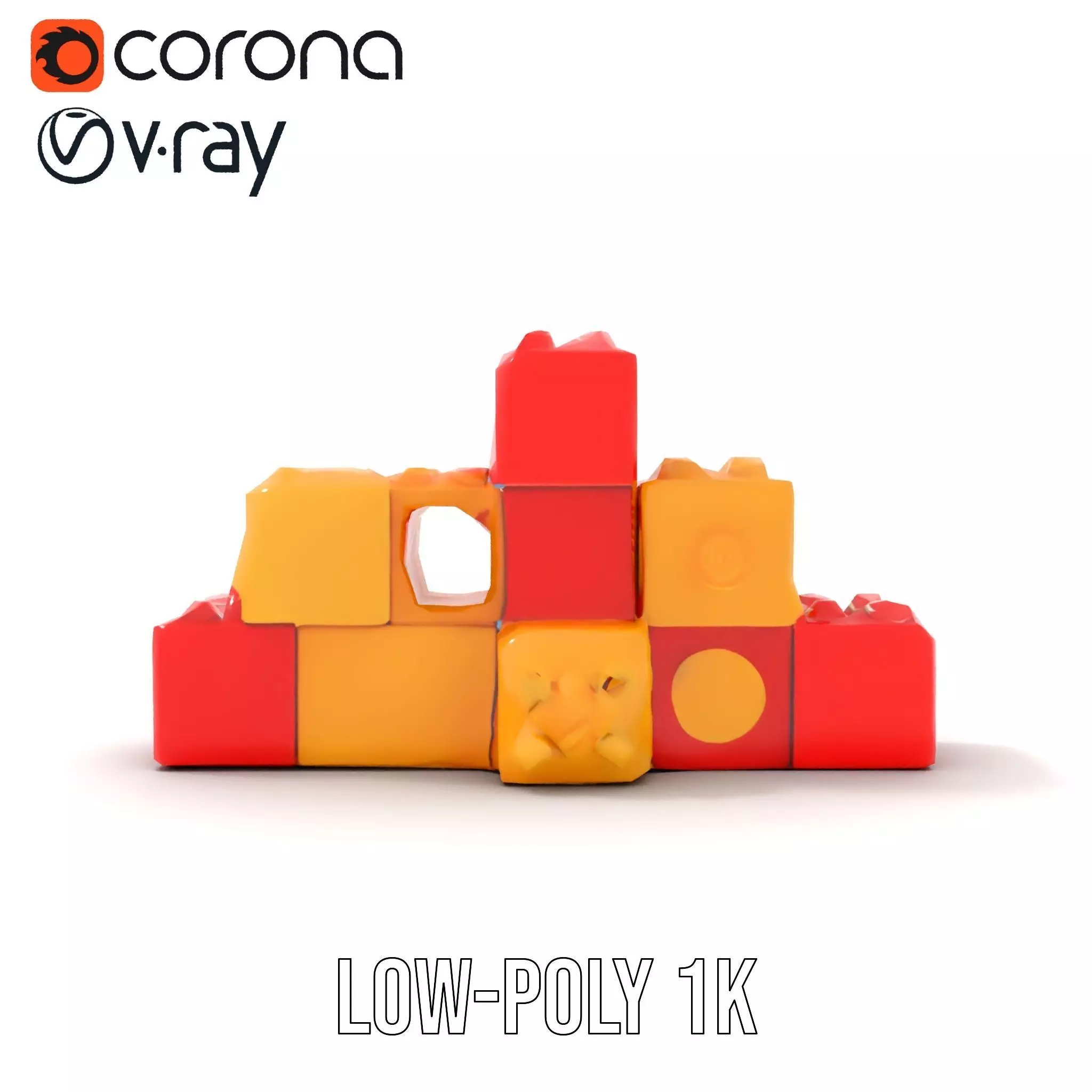 Vibrant Block Collection model pack Low-poly 3D model_25