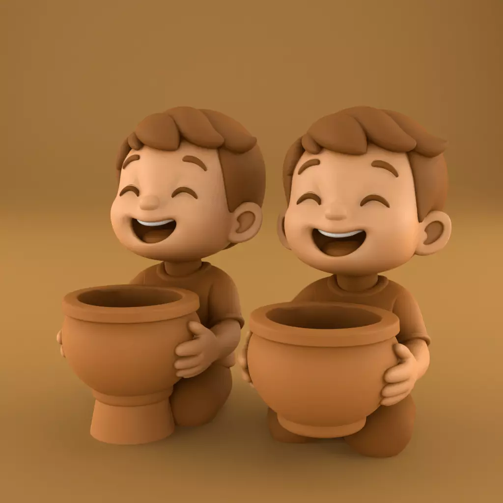Joyful Boy Planter Container Dish STL 3D print model