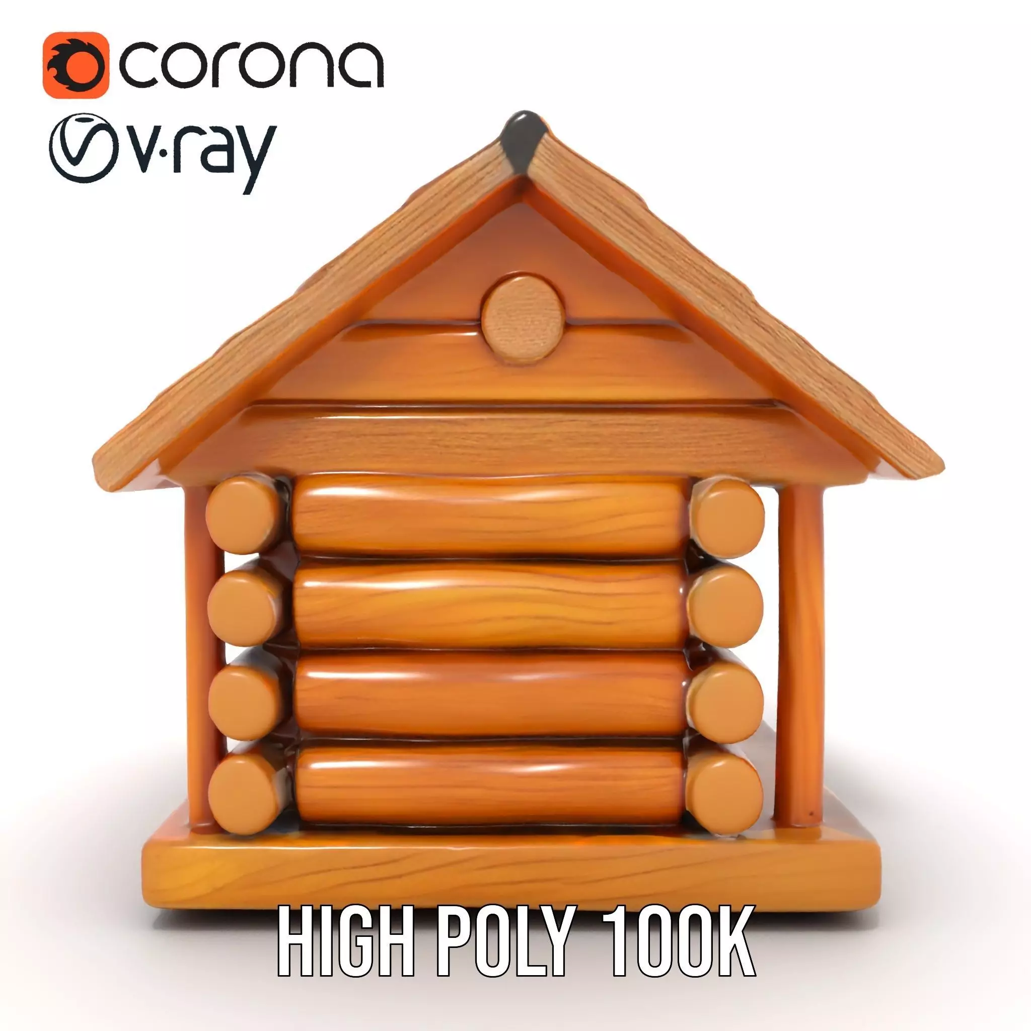 Rustic Log Cabin model pack Low-poly 3D model_23