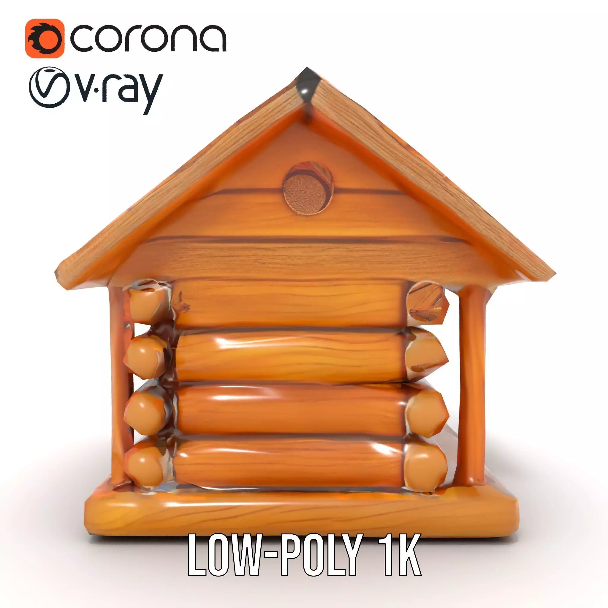 Rustic Log Cabin model pack Low-poly 3D model_12